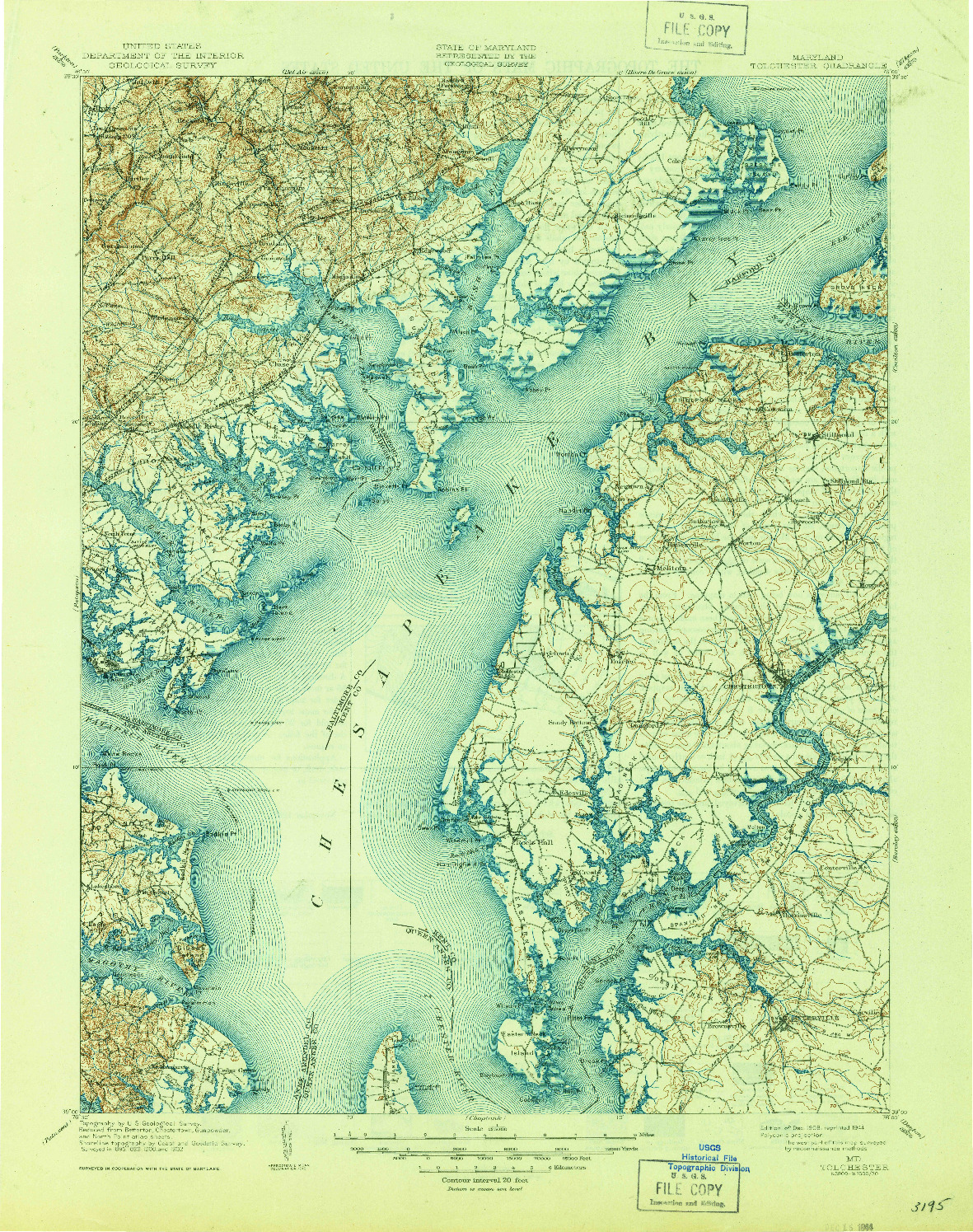 USGS 1:125000-SCALE QUADRANGLE FOR TOLCHESTER, MD 1908