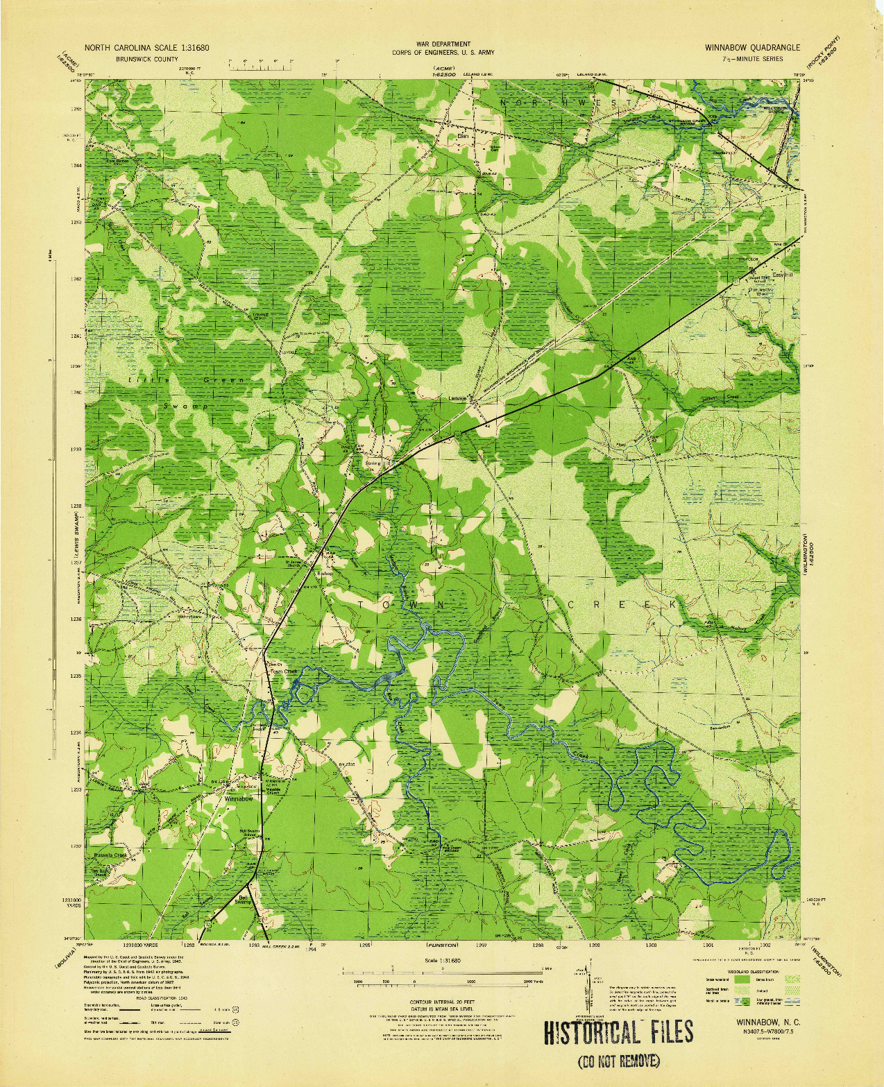 USGS 1:31680-SCALE QUADRANGLE FOR WINNABOW, NC 1944