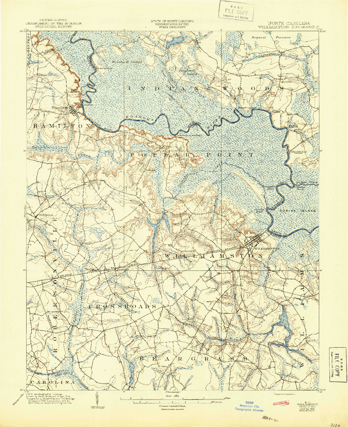 USGS 1:62500-SCALE QUADRANGLE FOR WILLIAMSTON, NC 1902