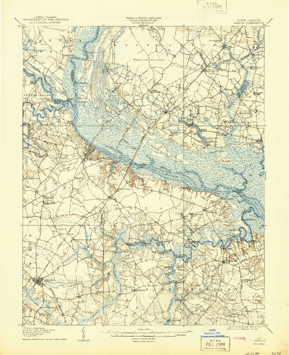 USGS 1:62500-SCALE QUADRANGLE FOR WINTON, NC 1908