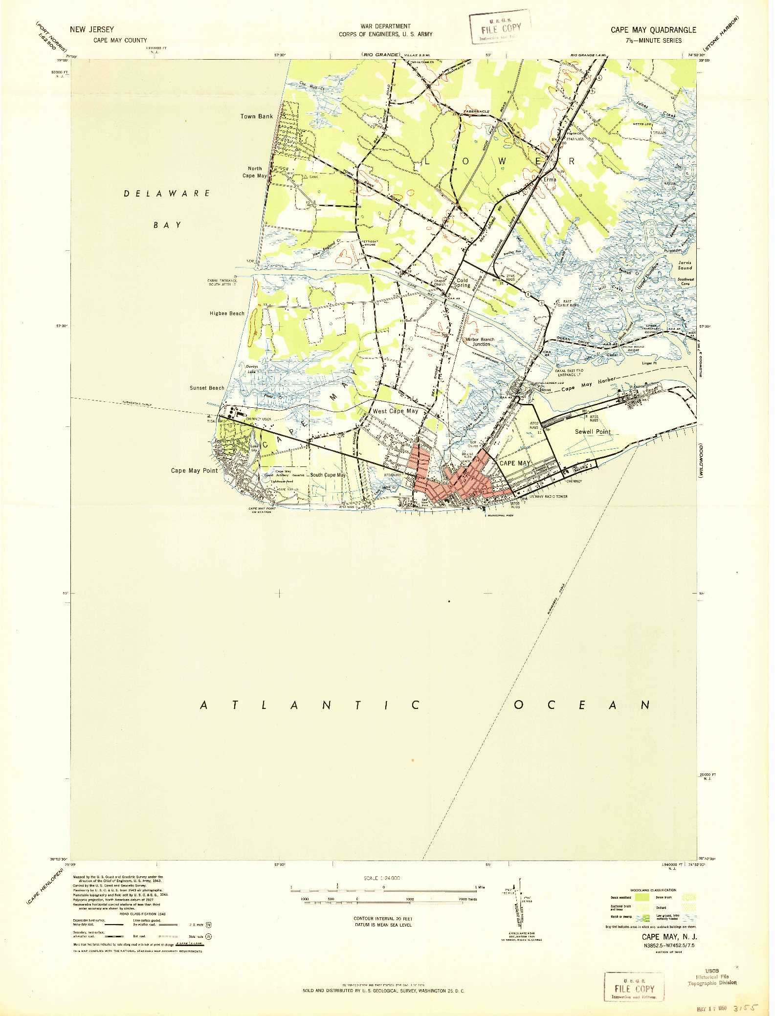 USGS 1:24000-SCALE QUADRANGLE FOR CAPE MAY, NJ 1944