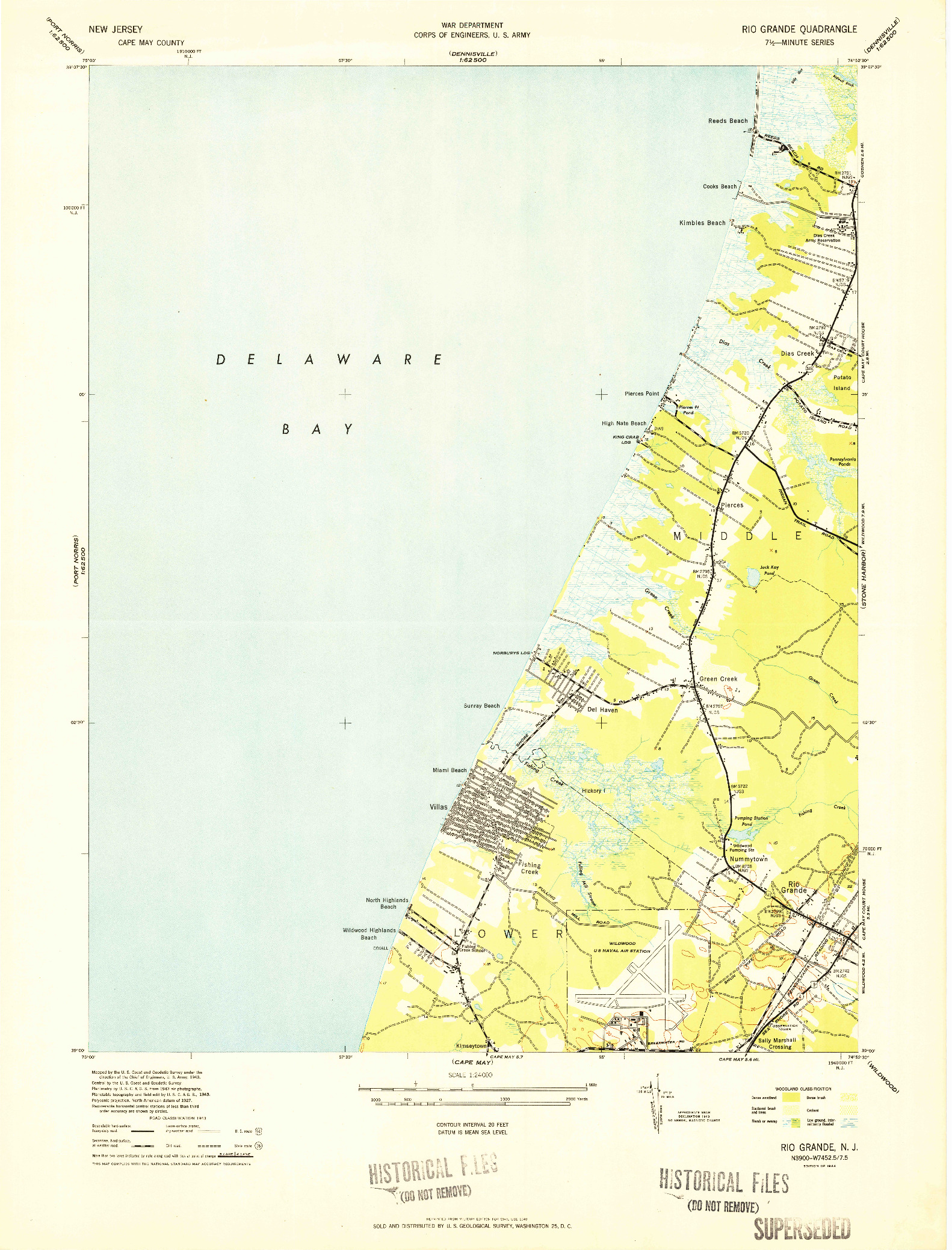USGS 1:24000-SCALE QUADRANGLE FOR RIO GRANDE, NJ 1944