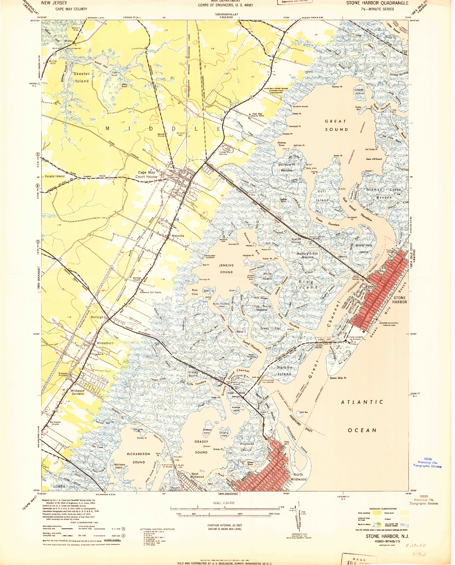 USGS 1:24000-SCALE QUADRANGLE FOR STONE HARBOR, NJ 1944