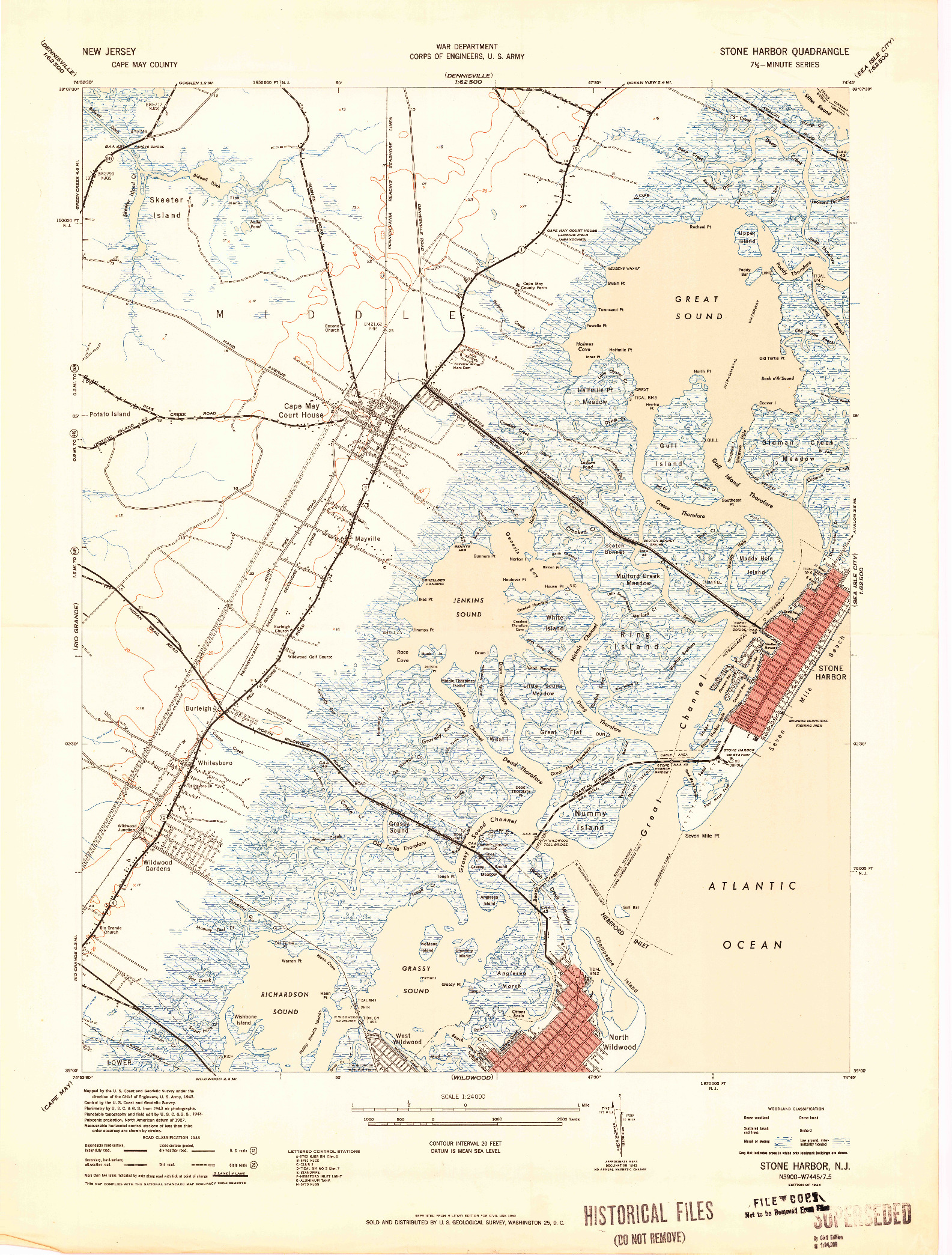 USGS 1:24000-SCALE QUADRANGLE FOR STONE HARBOR, NJ 1944