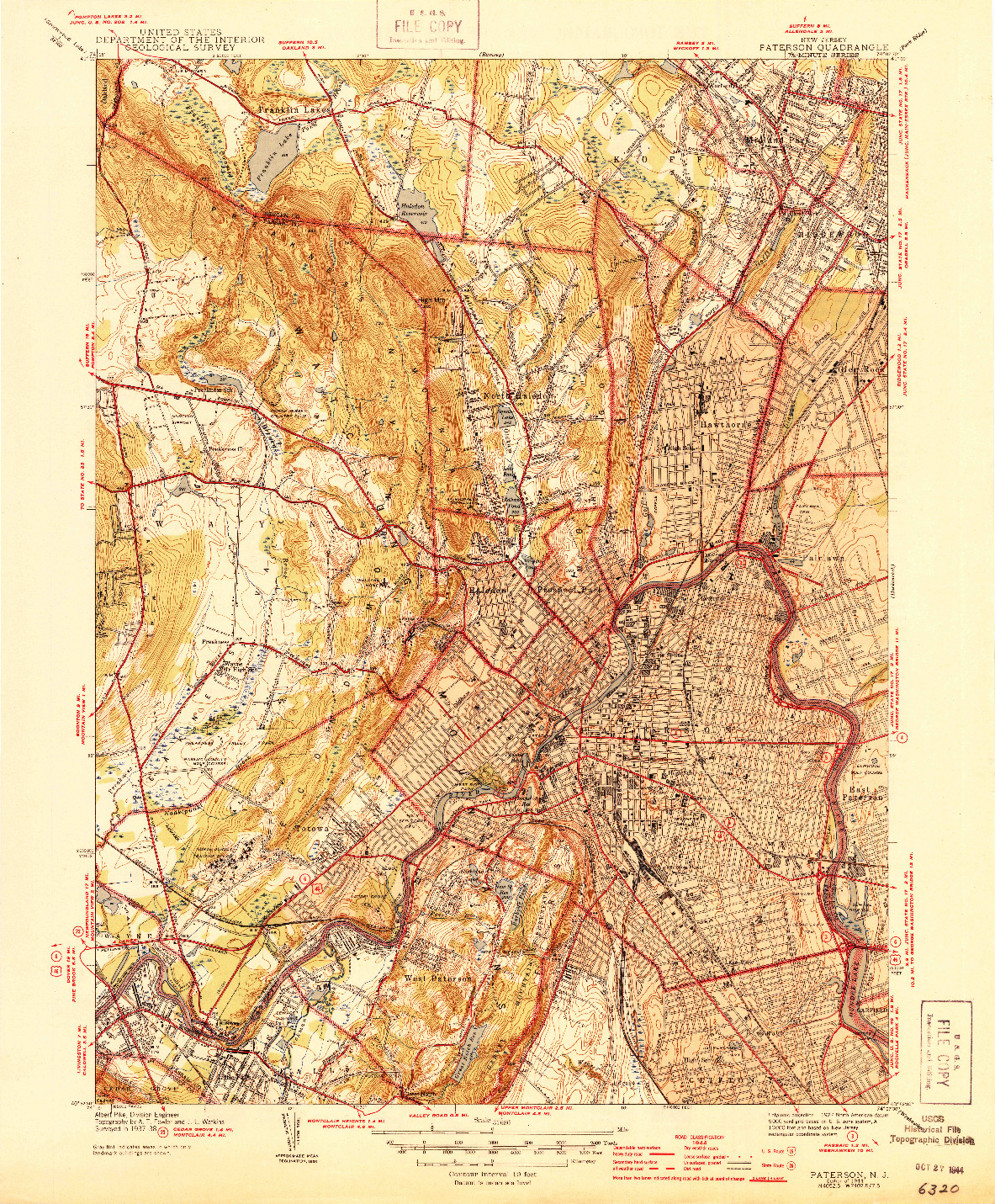 USGS 1:31680-SCALE QUADRANGLE FOR PATERSON, NJ 1944