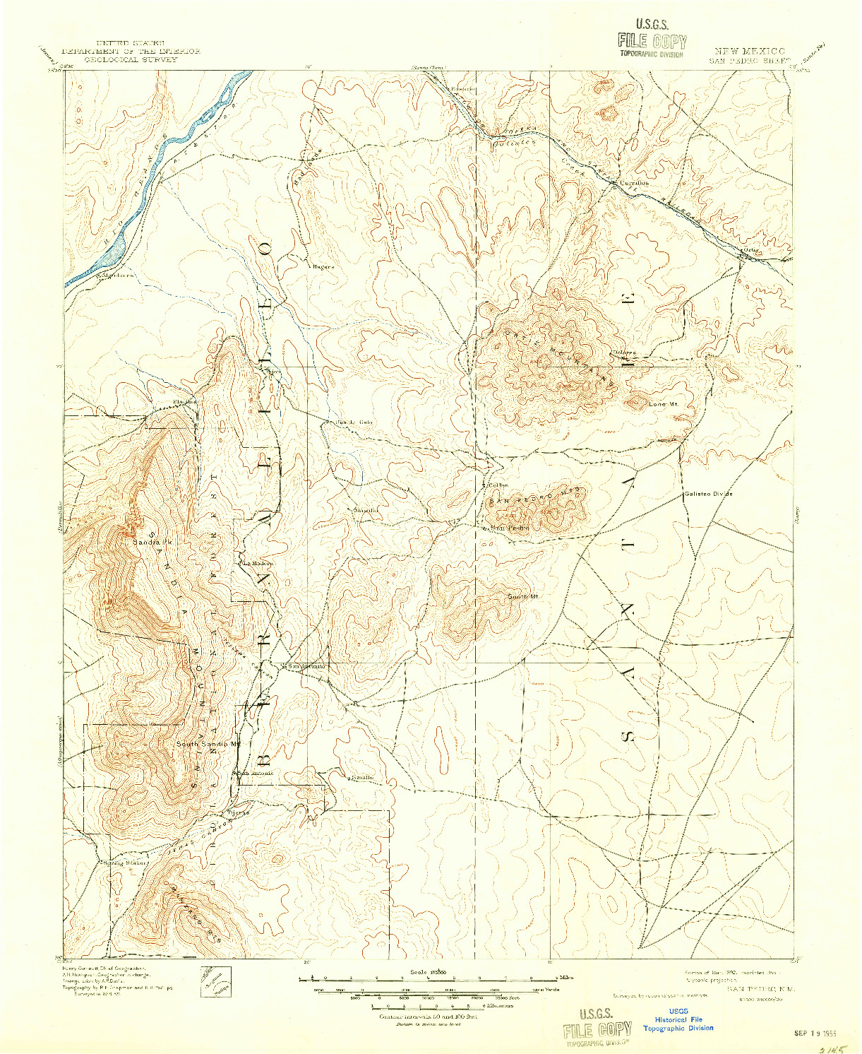 USGS 1:125000-SCALE QUADRANGLE FOR SAN PEDRO, NM 1892