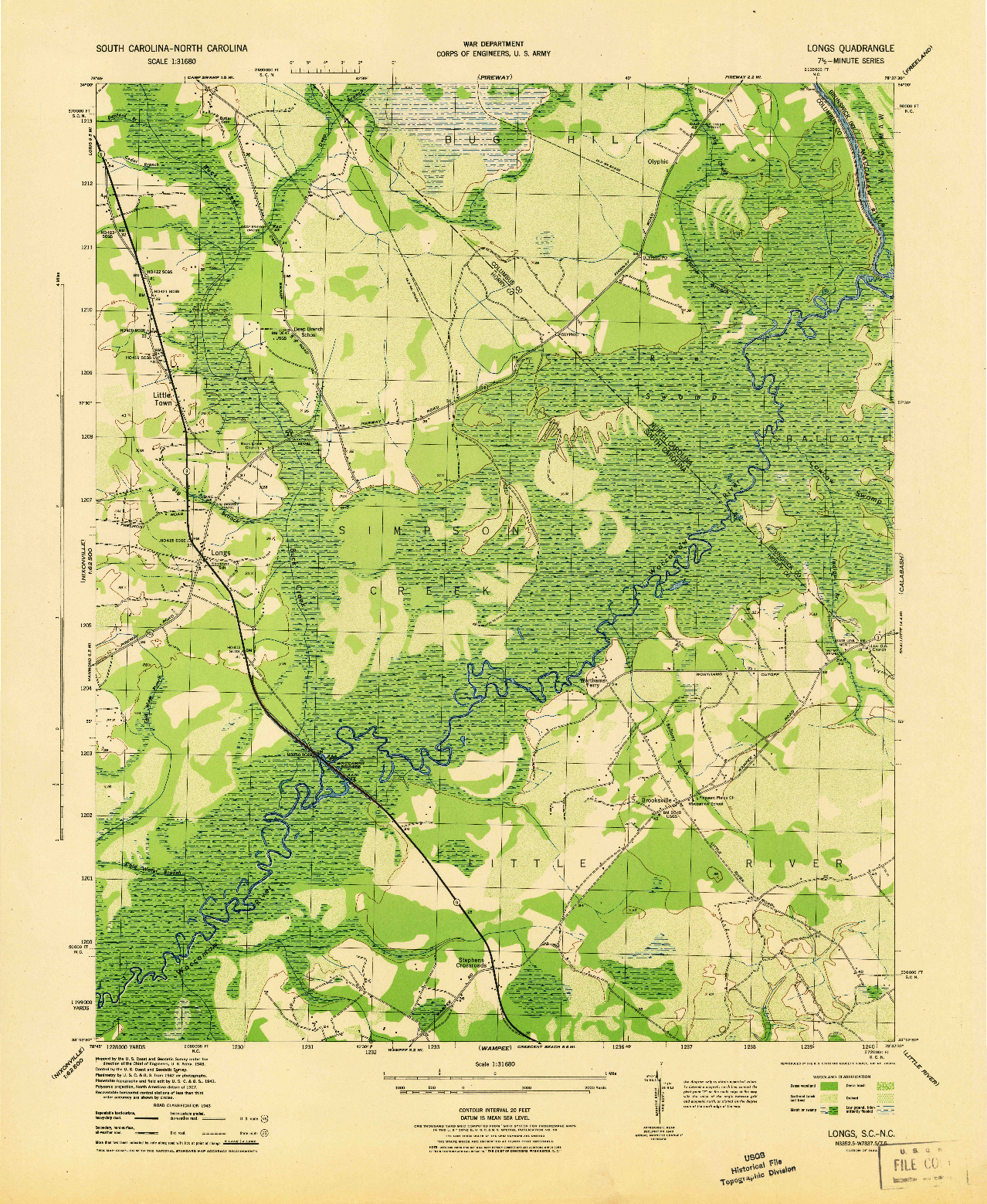 USGS 1:31680-SCALE QUADRANGLE FOR LONGS, SC 1944