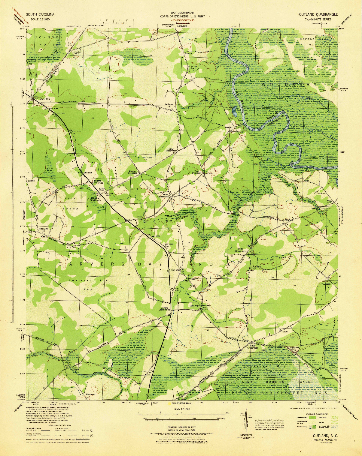 USGS 1:31680-SCALE QUADRANGLE FOR OUTLAND, SC 1944
