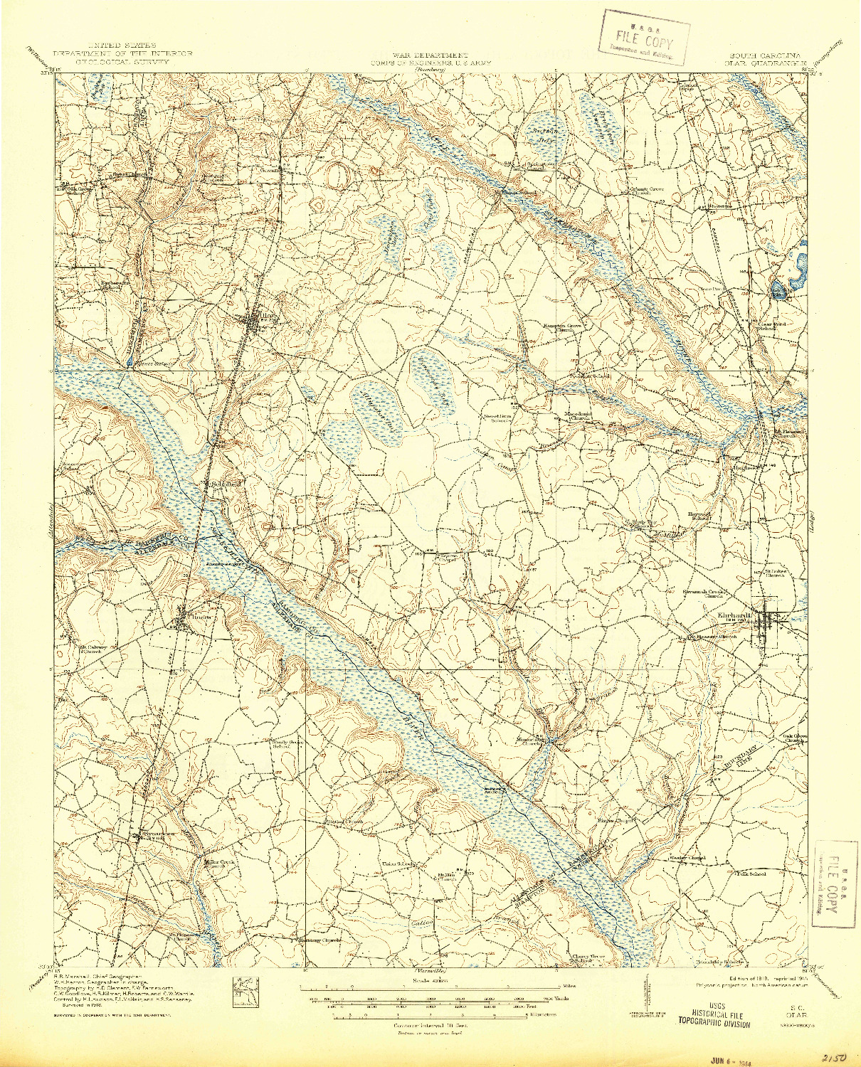 USGS 1:62500-SCALE QUADRANGLE FOR OLAR, SC 1919
