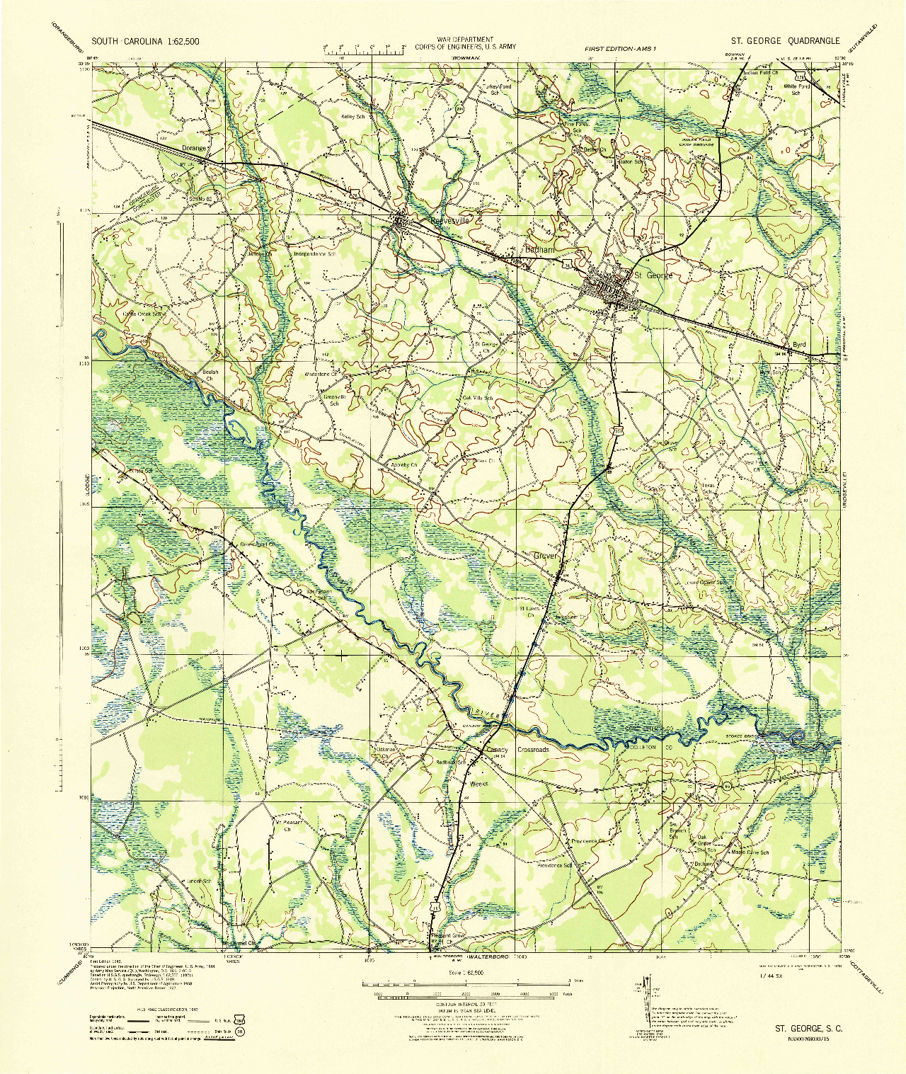 USGS 1:62500-SCALE QUADRANGLE FOR ST. GEORGE, SC 1944