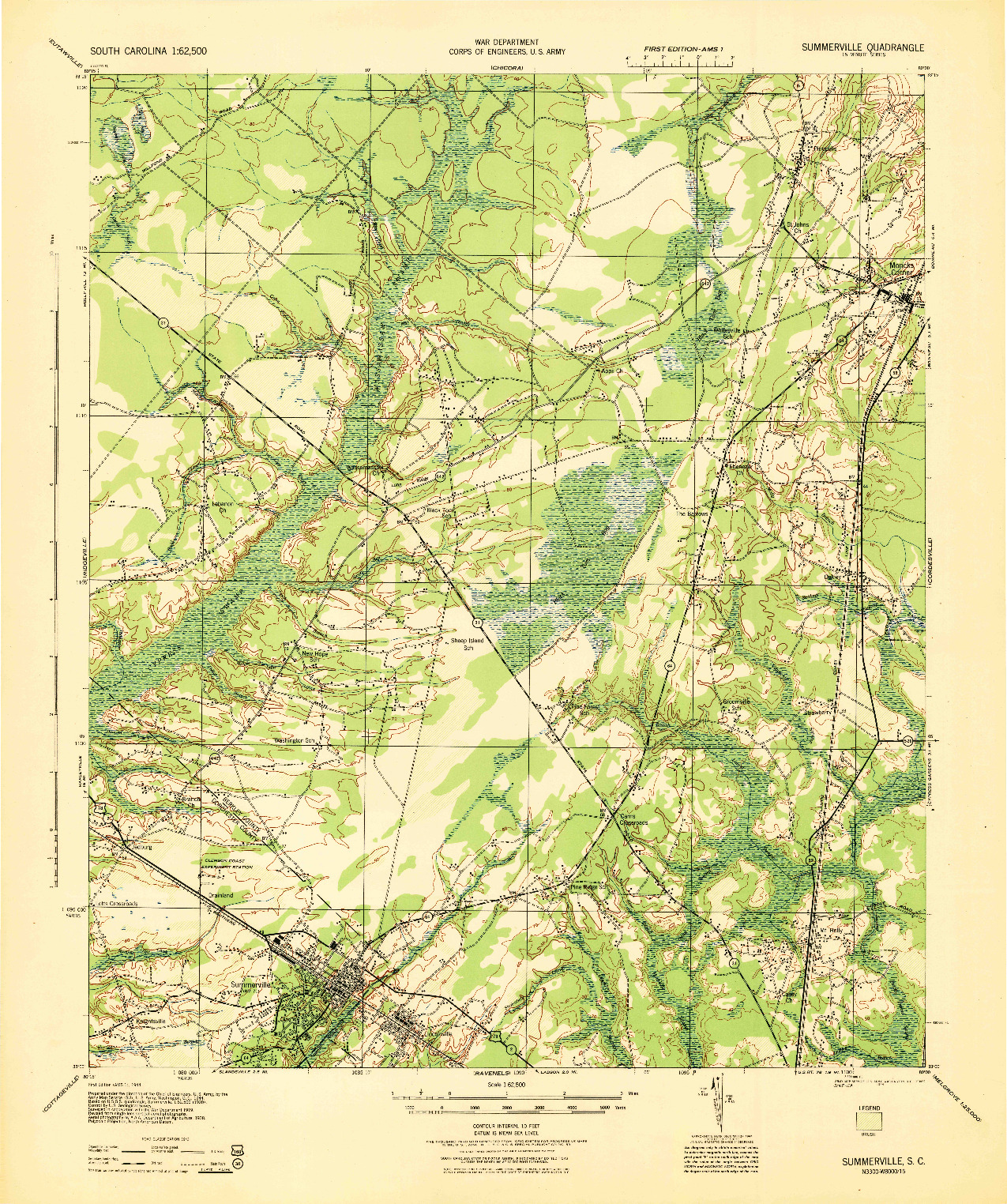 USGS 1:62500-SCALE QUADRANGLE FOR SUMMERVILLE, SC 1944