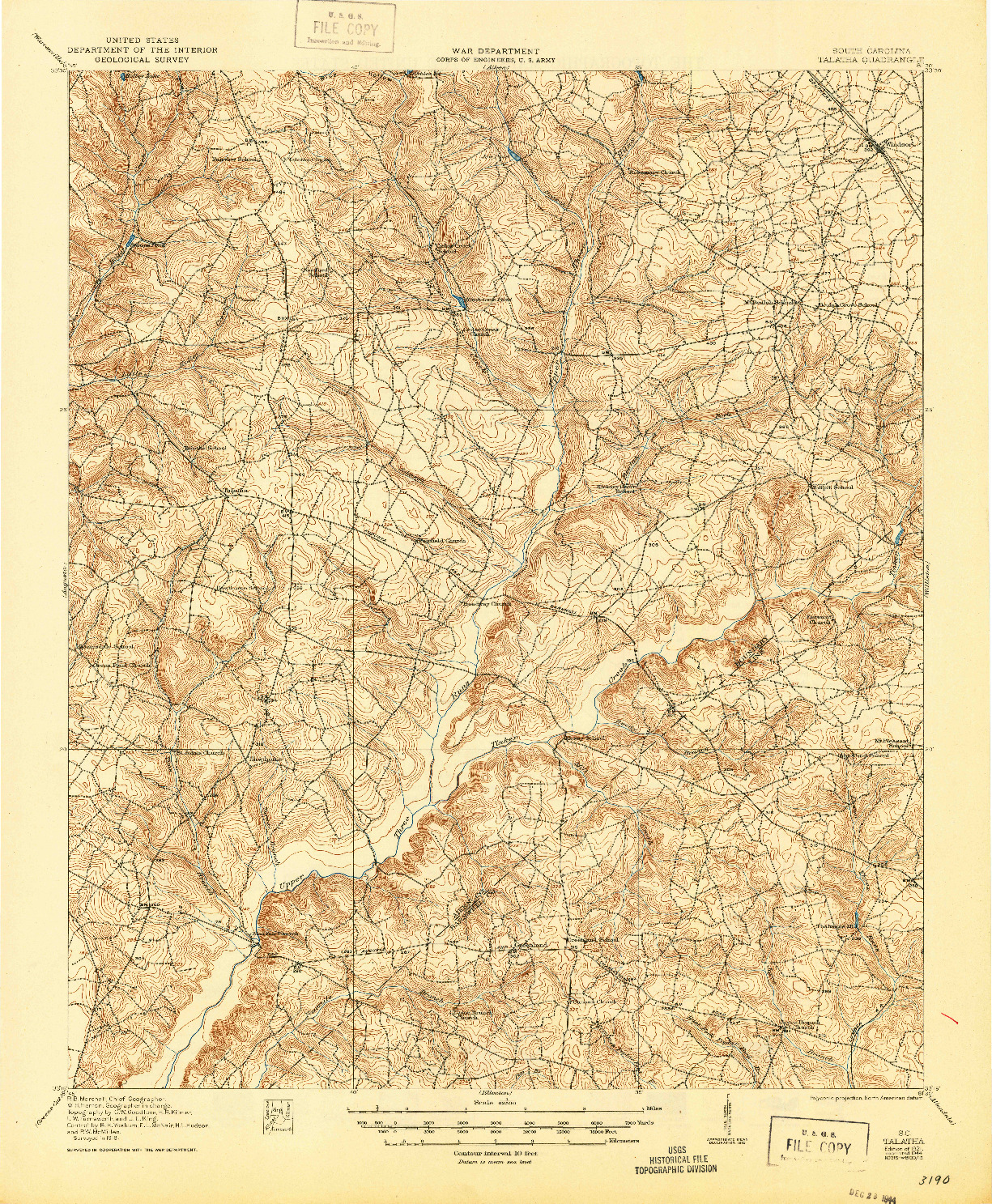 USGS 1:62500-SCALE QUADRANGLE FOR TALATHA, SC 1921