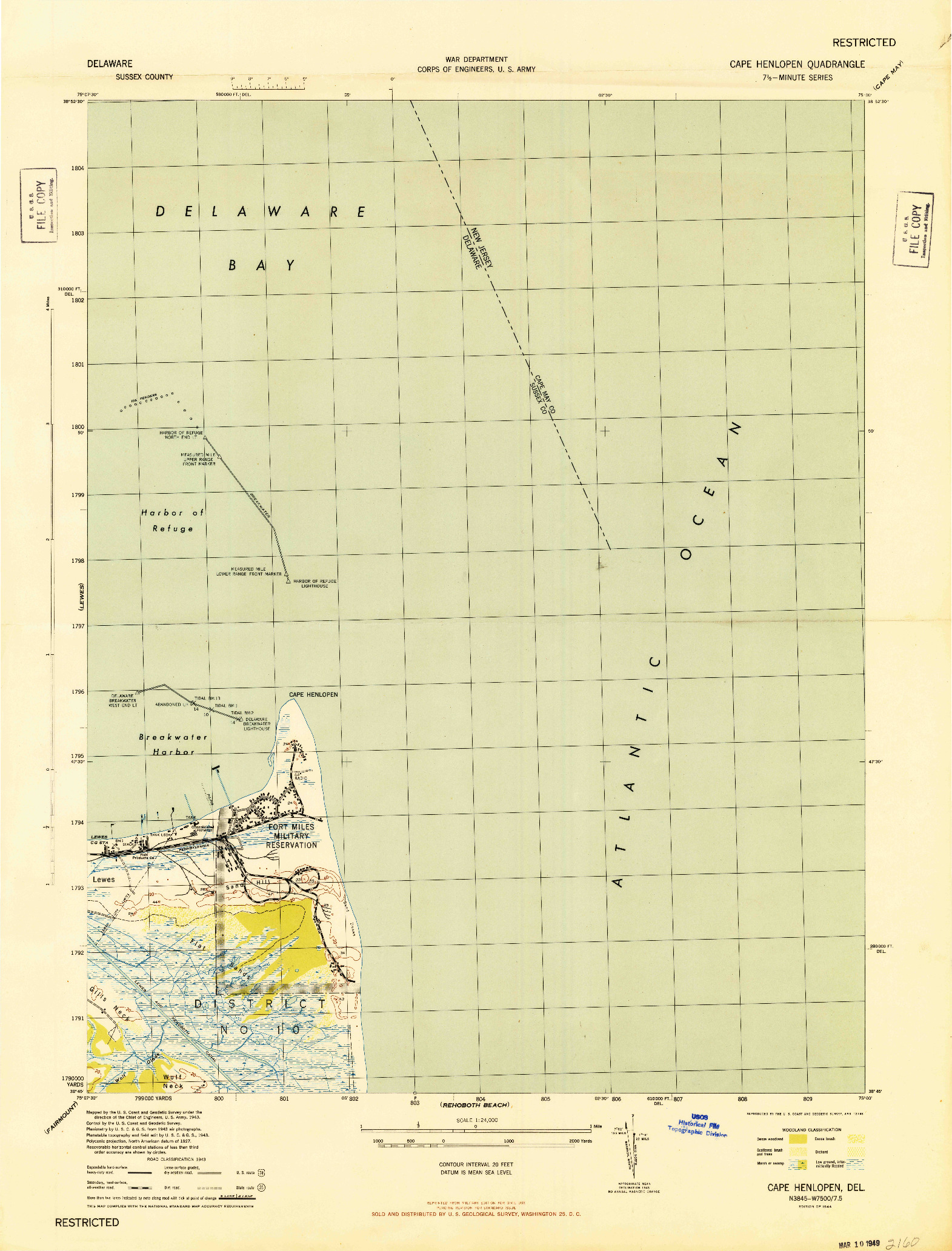 USGS 1:24000-SCALE QUADRANGLE FOR CAPE HENLOPEN, DE 1944
