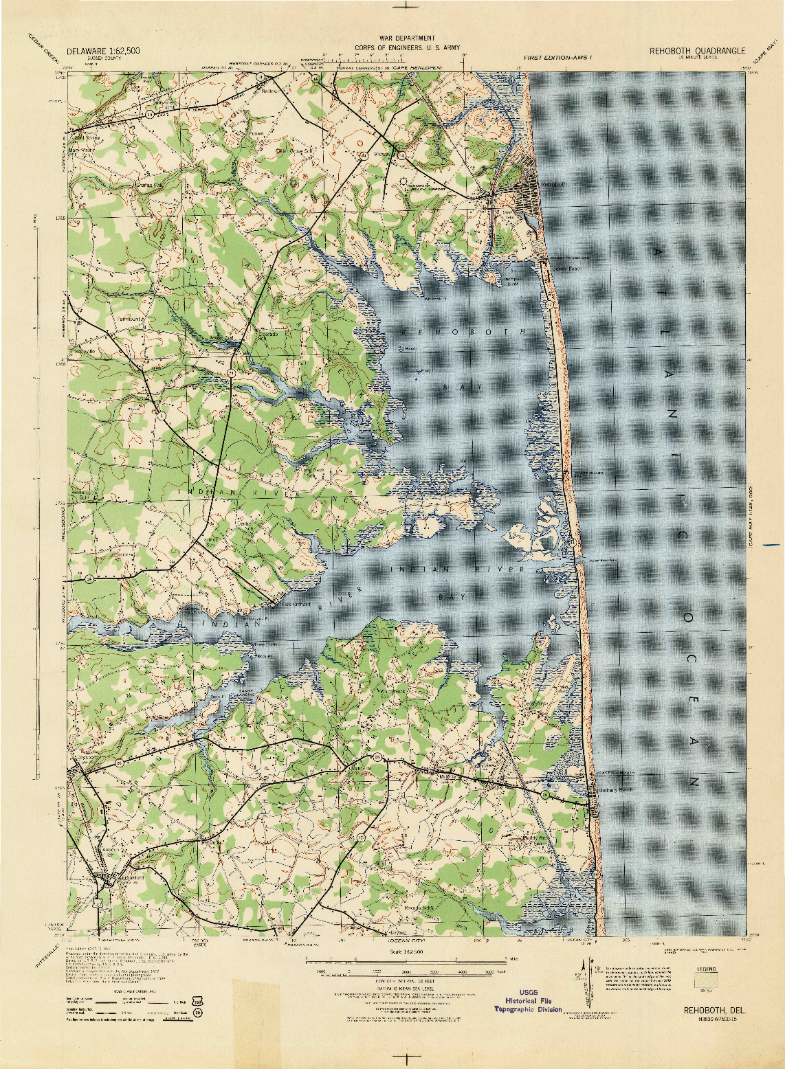 USGS 1:62500-SCALE QUADRANGLE FOR REHOBOTH, DE 1944