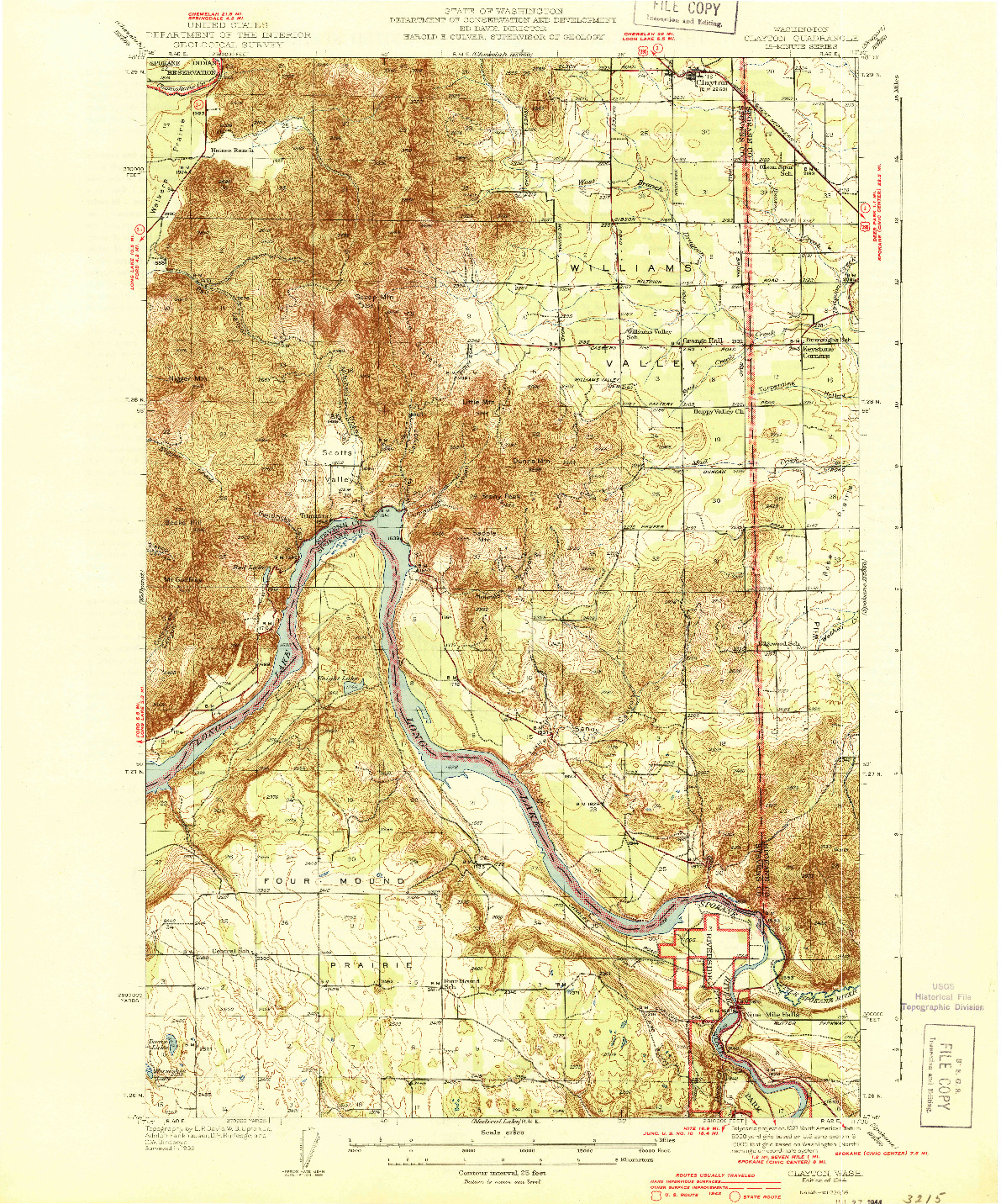 USGS 1:62500-SCALE QUADRANGLE FOR CLAYTON, WA 1944