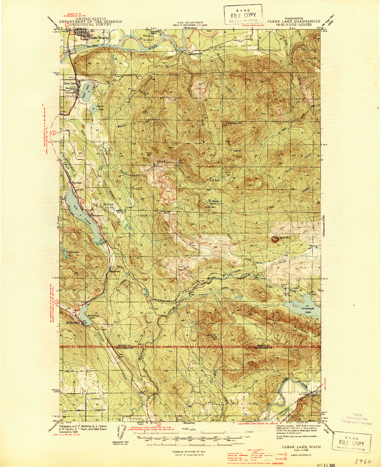 USGS 1:62500-SCALE QUADRANGLE FOR CLEAR LAKE, WA 1944
