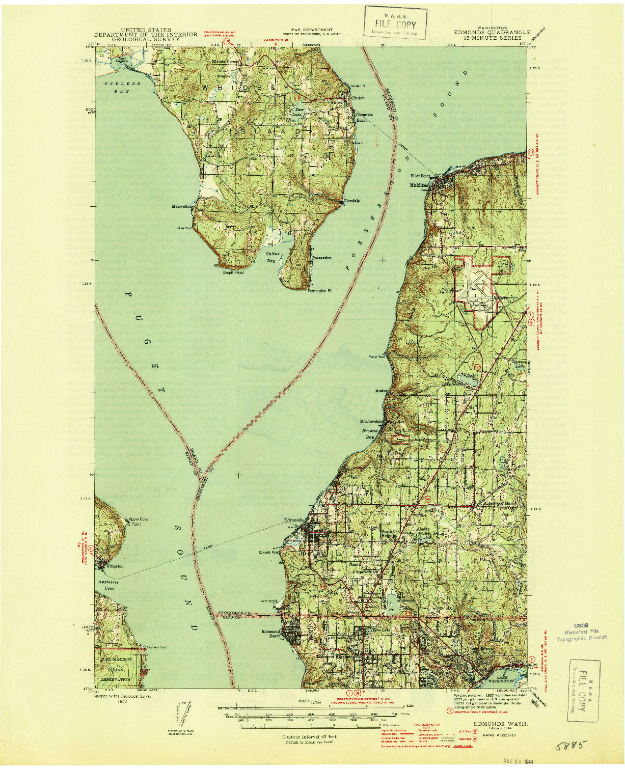 USGS 1:62500-SCALE QUADRANGLE FOR EDMONDS, WA 1942