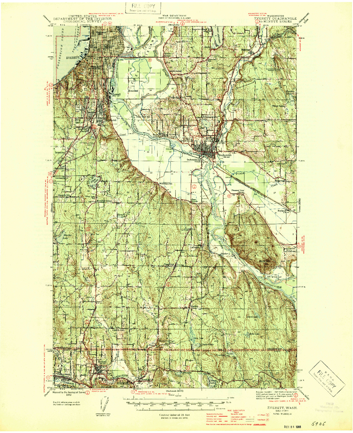 USGS 1:62500-SCALE QUADRANGLE FOR EVERETT, WA 1944
