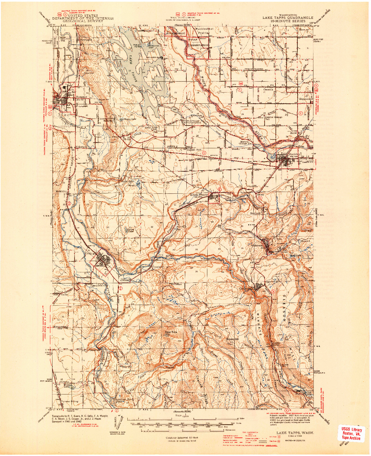 USGS 1:62500-SCALE QUADRANGLE FOR LAKE TAPPS, WA 1944