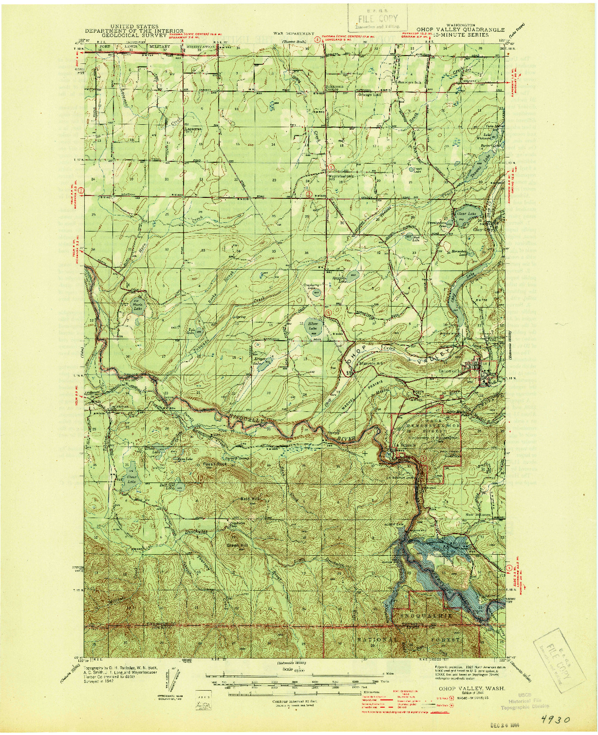 USGS 1:62500-SCALE QUADRANGLE FOR OHOP VALLEY, WA 1944