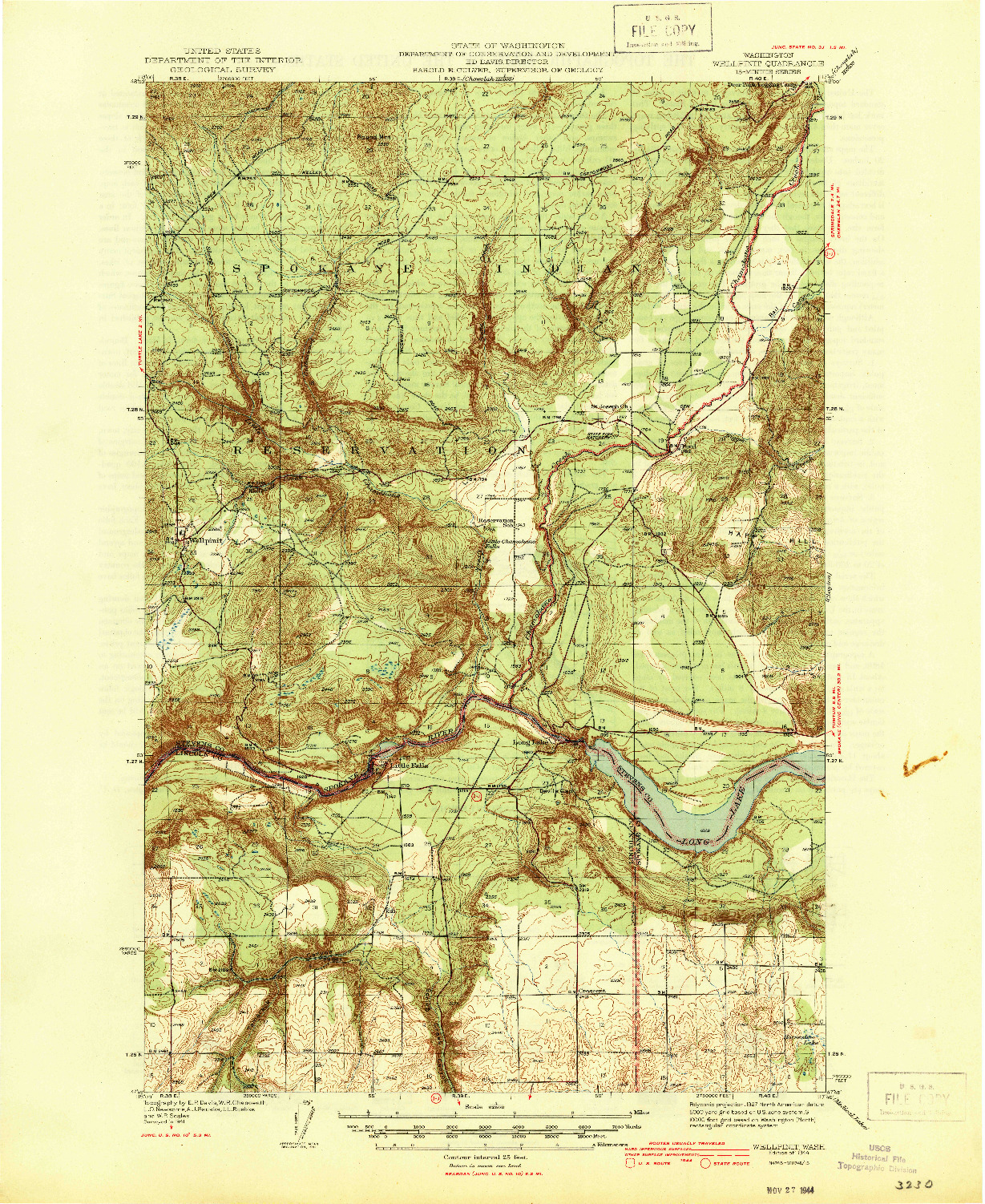 USGS 1:62500-SCALE QUADRANGLE FOR WELLPINIT, WA 1944