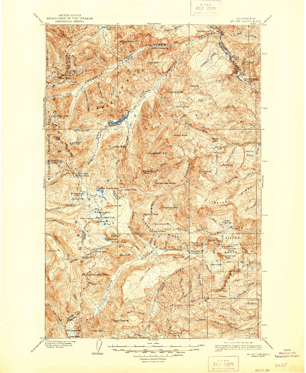 USGS 1:125000-SCALE QUADRANGLE FOR MOUNT AIX, WA 1904