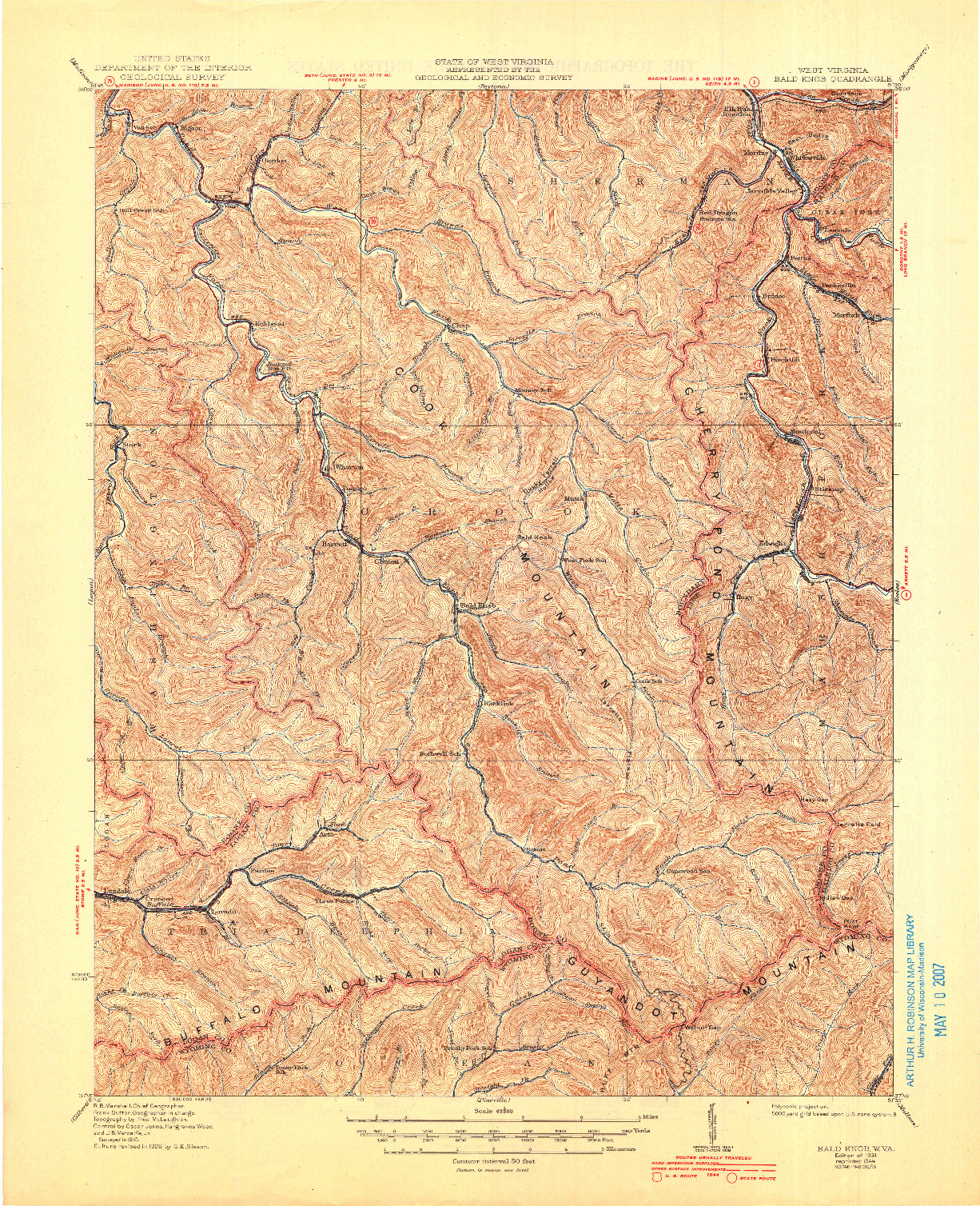 USGS 1:62500-SCALE QUADRANGLE FOR BALD KNOB, WV 1931
