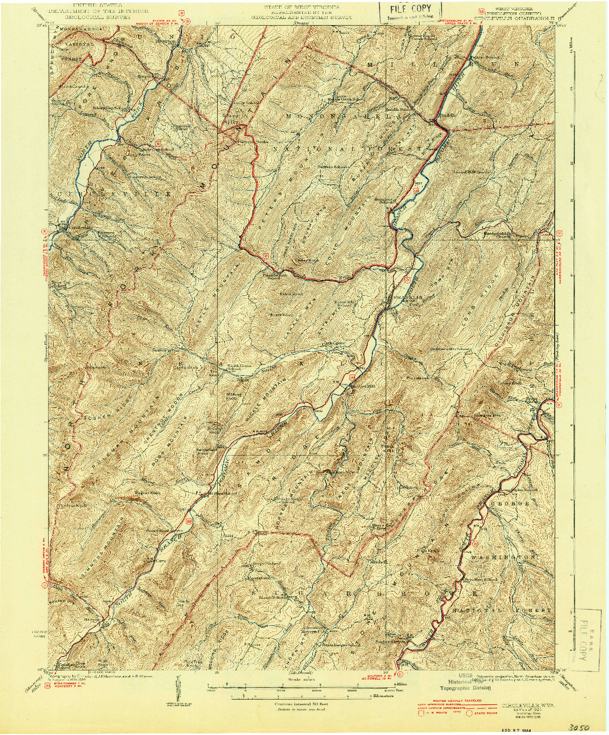 USGS 1:62500-SCALE QUADRANGLE FOR CIRCLEVILLE, WV 1924