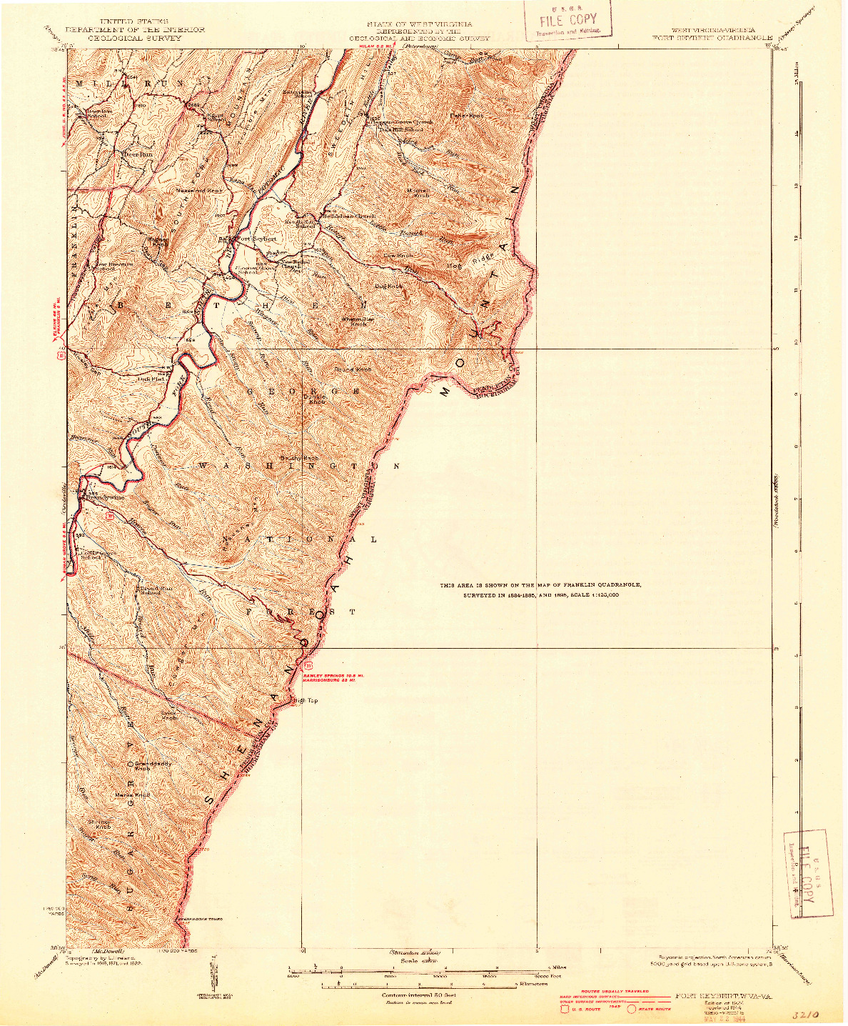 USGS 1:62500-SCALE QUADRANGLE FOR FORT SEYBERT, WV 1924