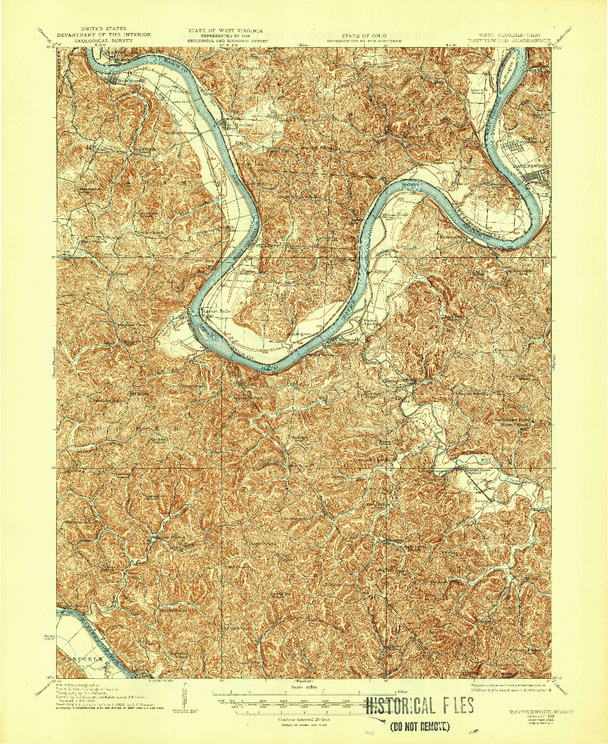 USGS 1:62500-SCALE QUADRANGLE FOR RAVENSWOOD, WV 1928