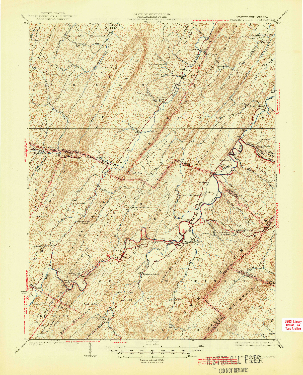 USGS 1:62500-SCALE QUADRANGLE FOR WARDENSVILLE, WV 1924