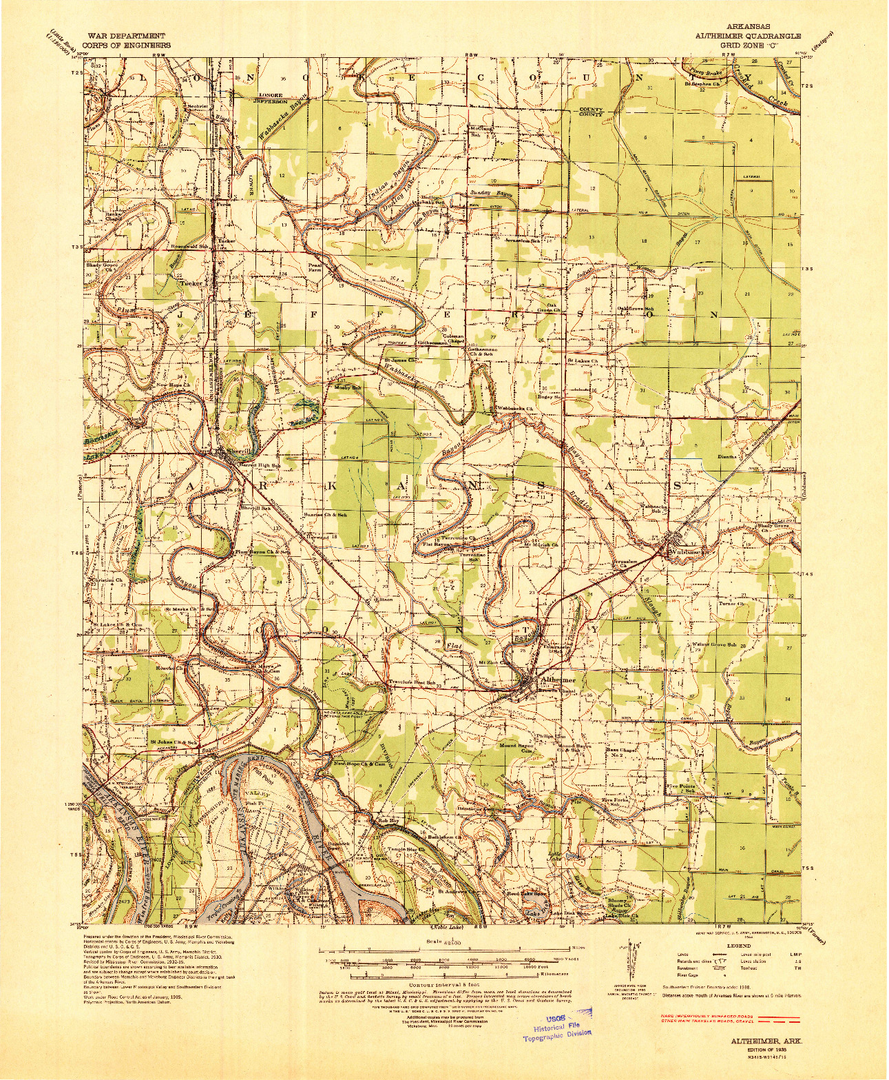 USGS 1:62500-SCALE QUADRANGLE FOR ALTHEIMER, AR 1935