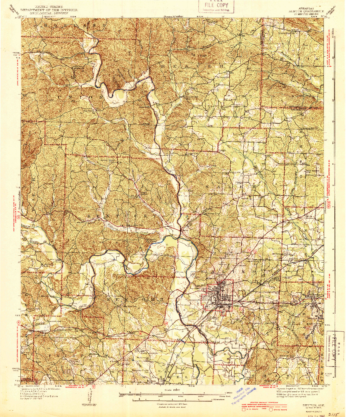 USGS 1:62500-SCALE QUADRANGLE FOR BENTON, AR 1944