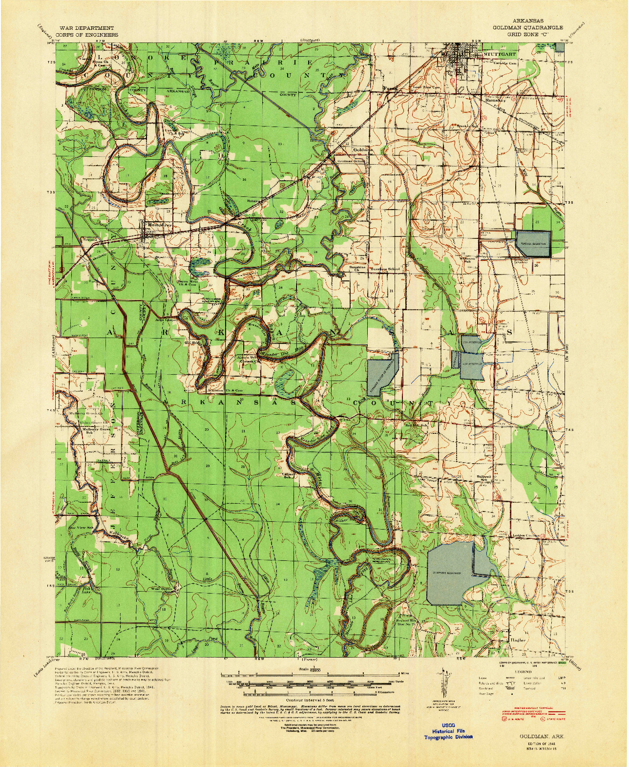 USGS 1:62500-SCALE QUADRANGLE FOR GOLDMAN, AR 1941