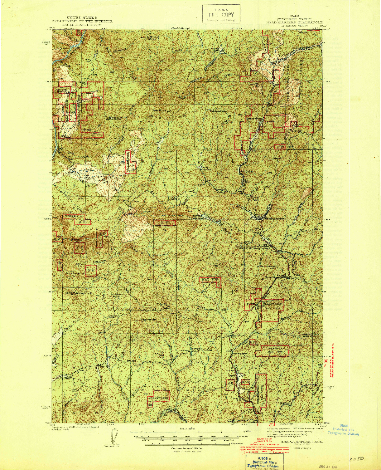 USGS 1:62500-SCALE QUADRANGLE FOR HEADQUARTERS, ID 1944