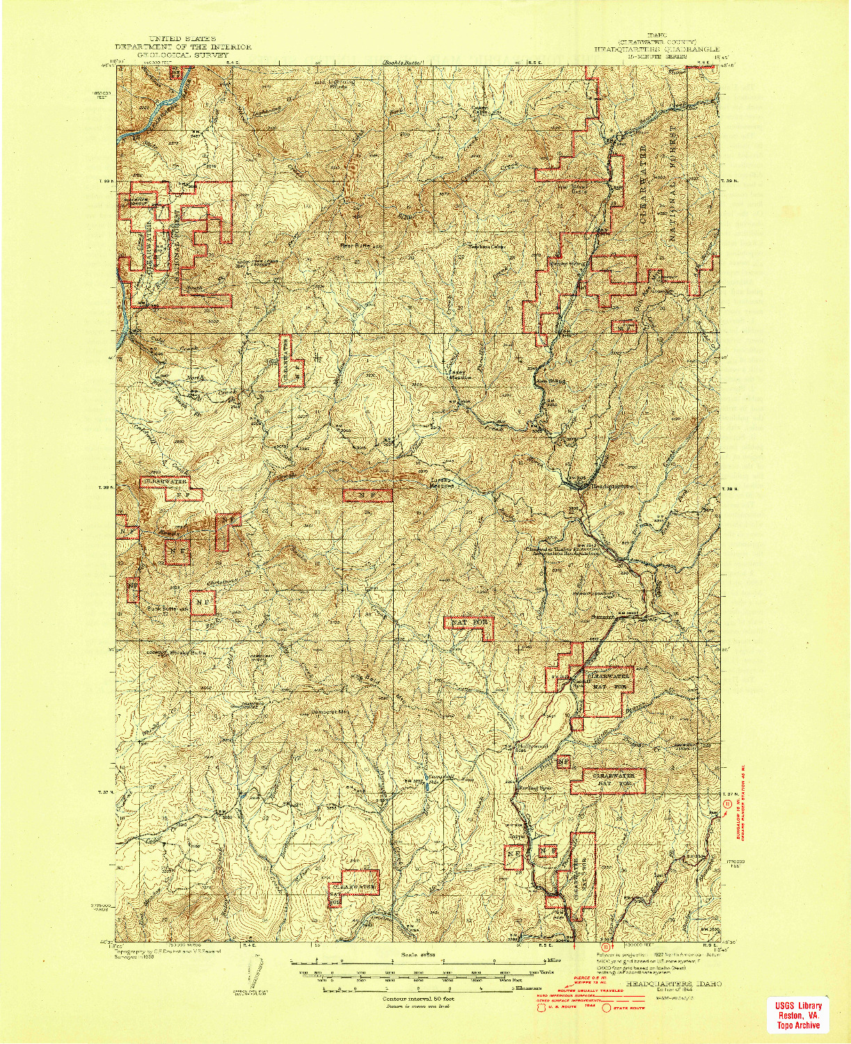 USGS 1:62500-SCALE QUADRANGLE FOR HEADQUARTERS, ID 1944