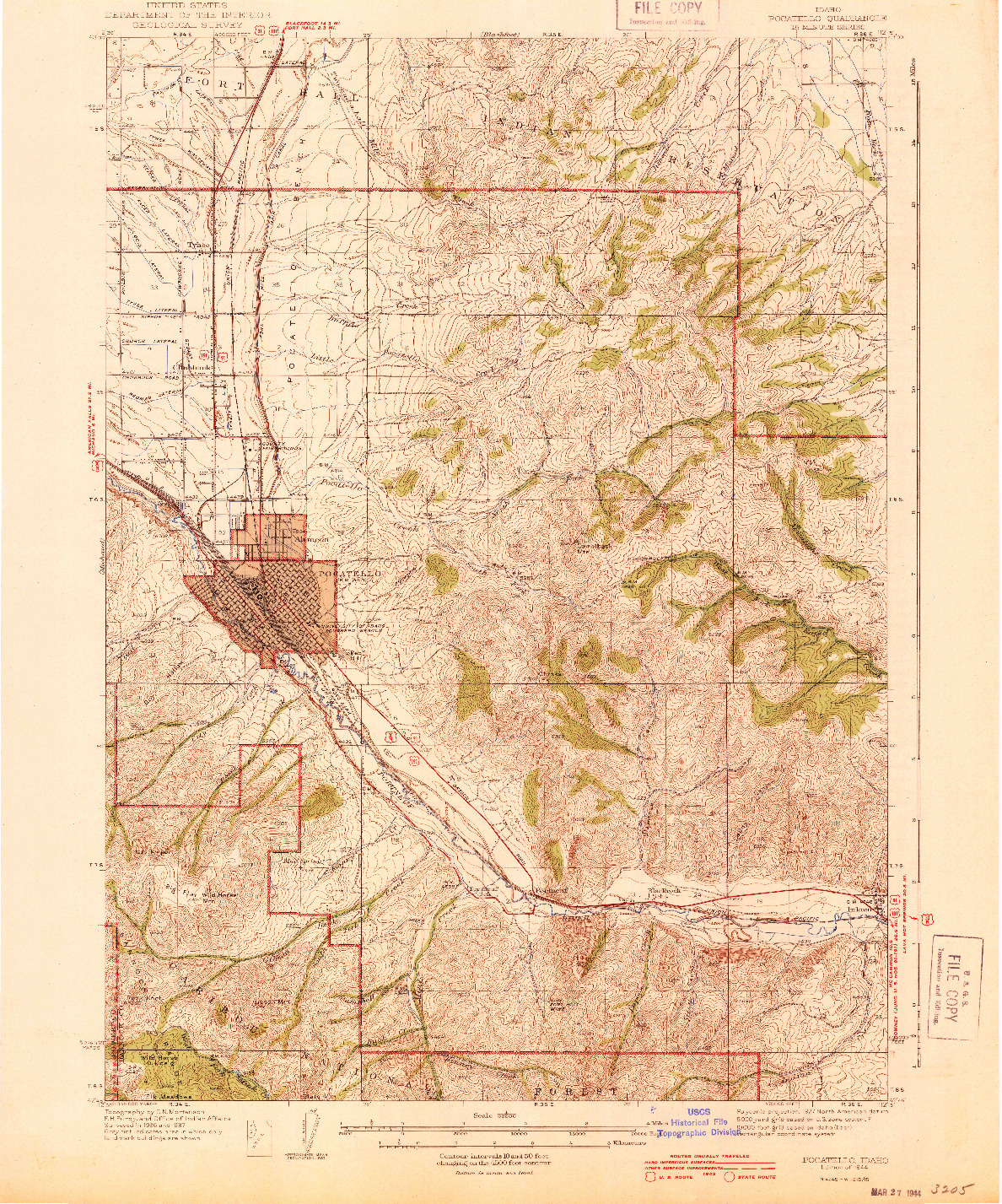 USGS 1:62500-SCALE QUADRANGLE FOR POCATELLO, ID 1944