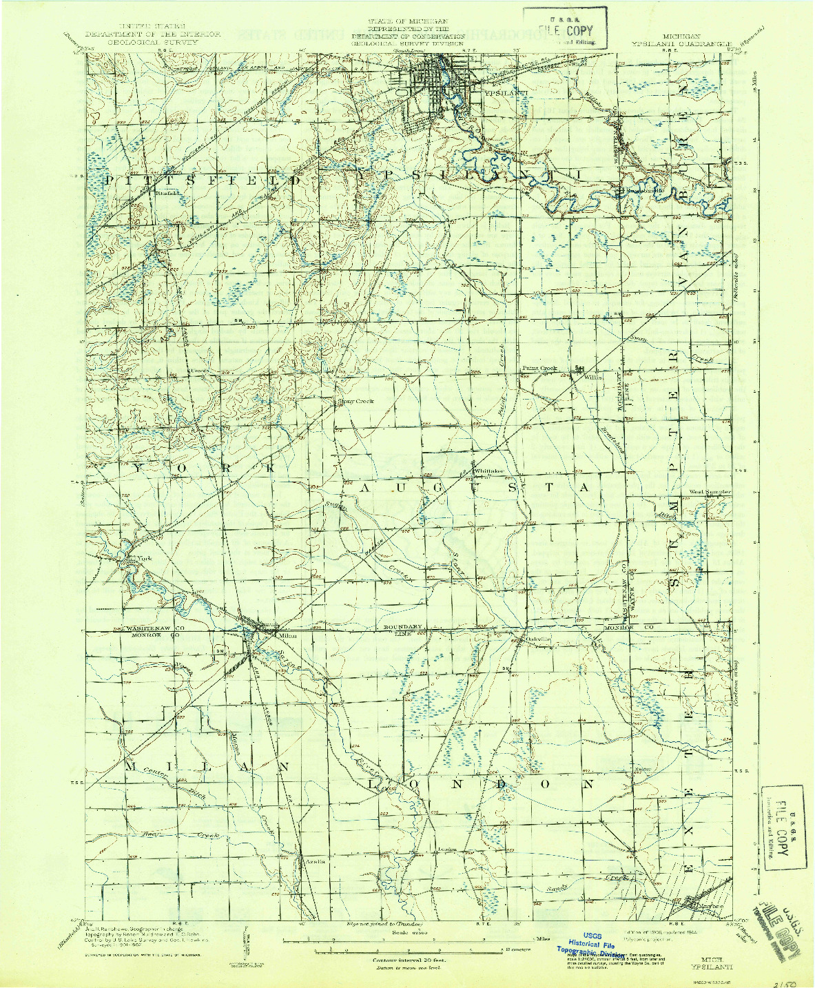 USGS 1:62500-SCALE QUADRANGLE FOR YPSILANTI, MI 1906