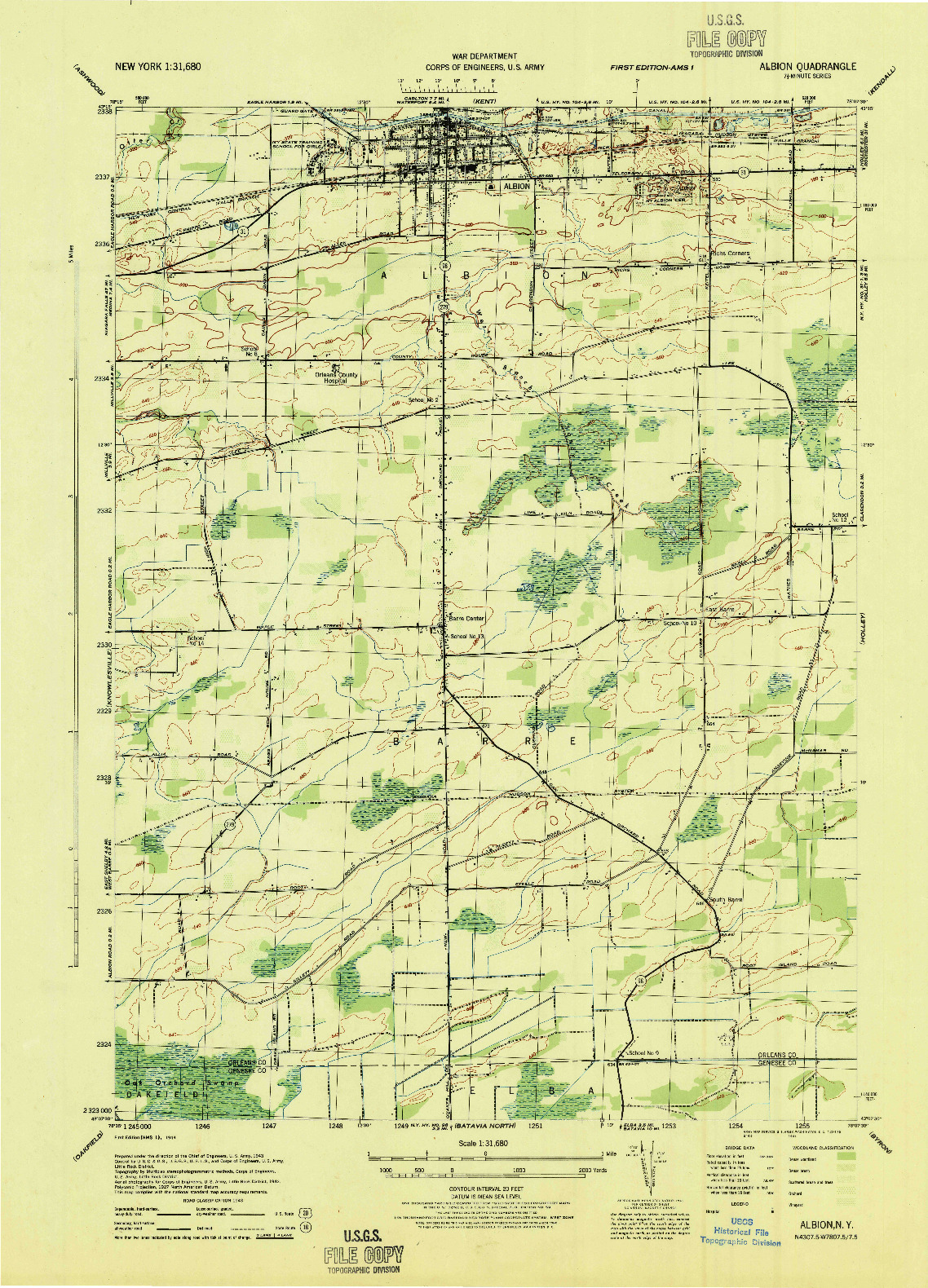 USGS 1:31680-SCALE QUADRANGLE FOR ALBION, NY 1944