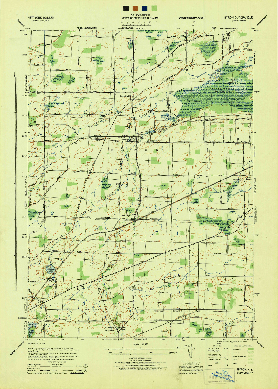 USGS 1:31680-SCALE QUADRANGLE FOR BYRON, NY 1944