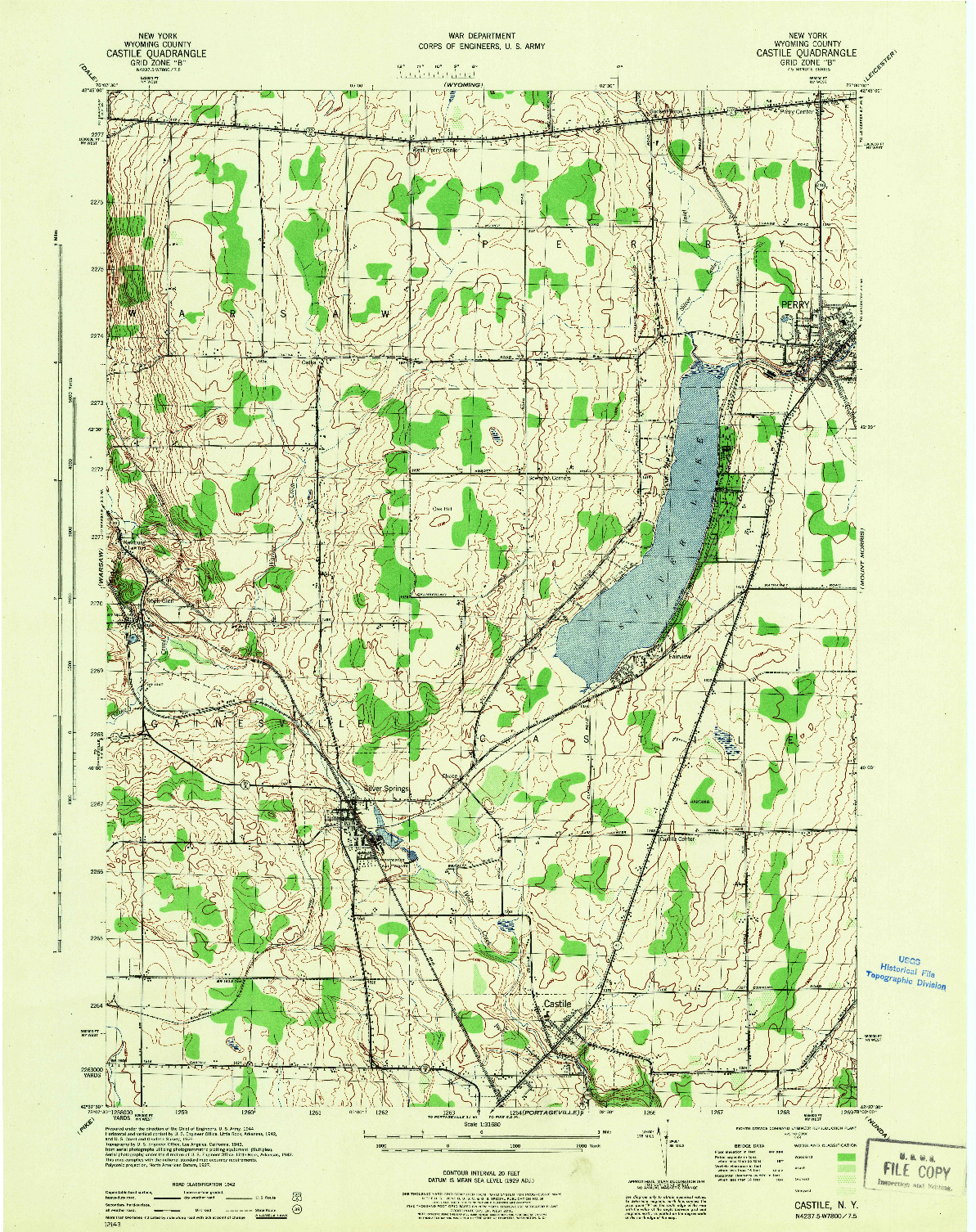 USGS 1:31680-SCALE QUADRANGLE FOR CASTILE, NY 1944