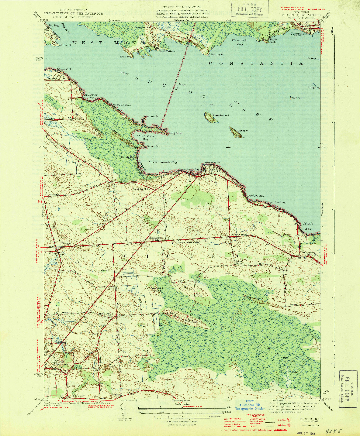 USGS 1:31680-SCALE QUADRANGLE FOR CICERO, NY 1944