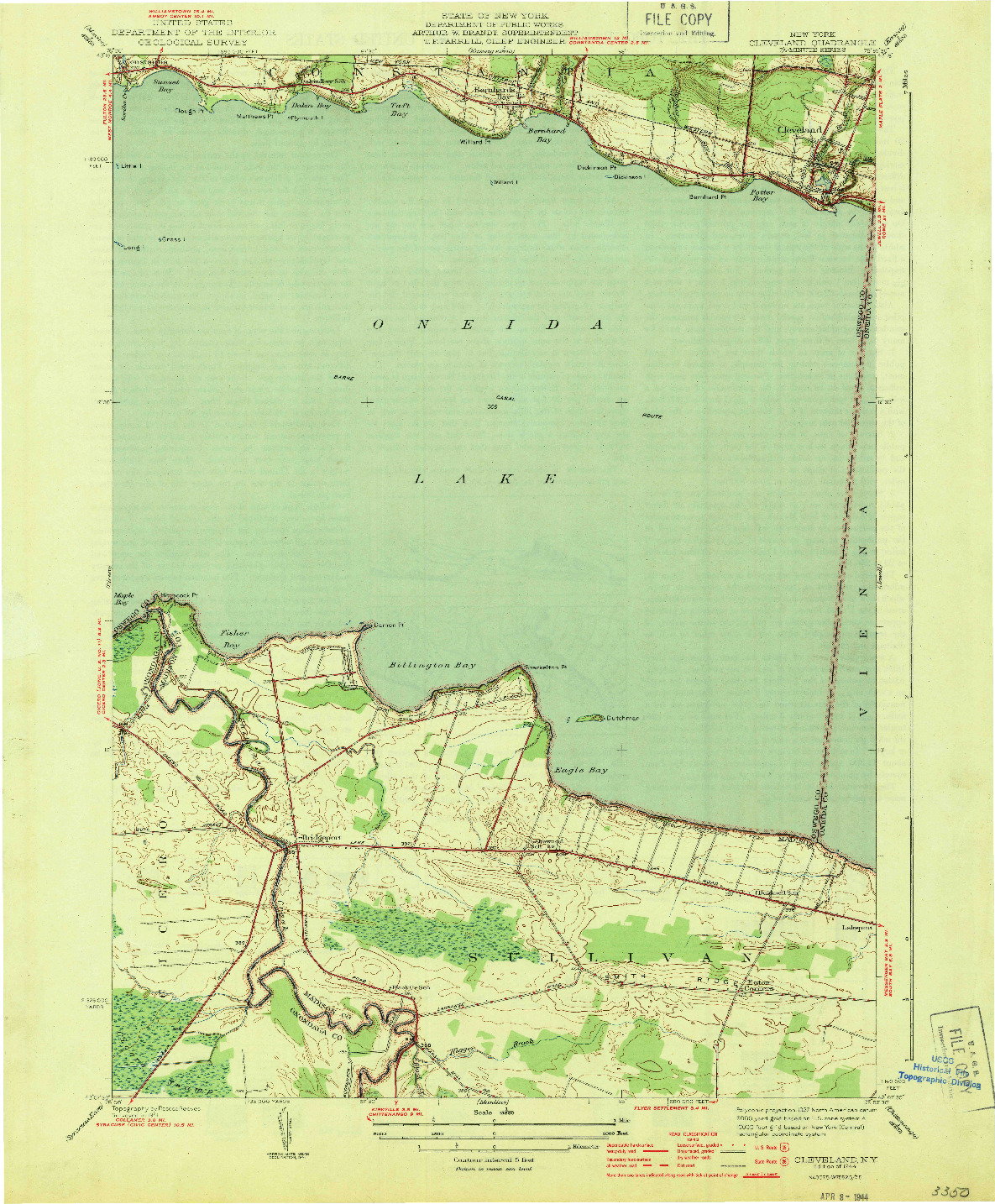 USGS 1:31680-SCALE QUADRANGLE FOR CLEVELAND, NY 1944