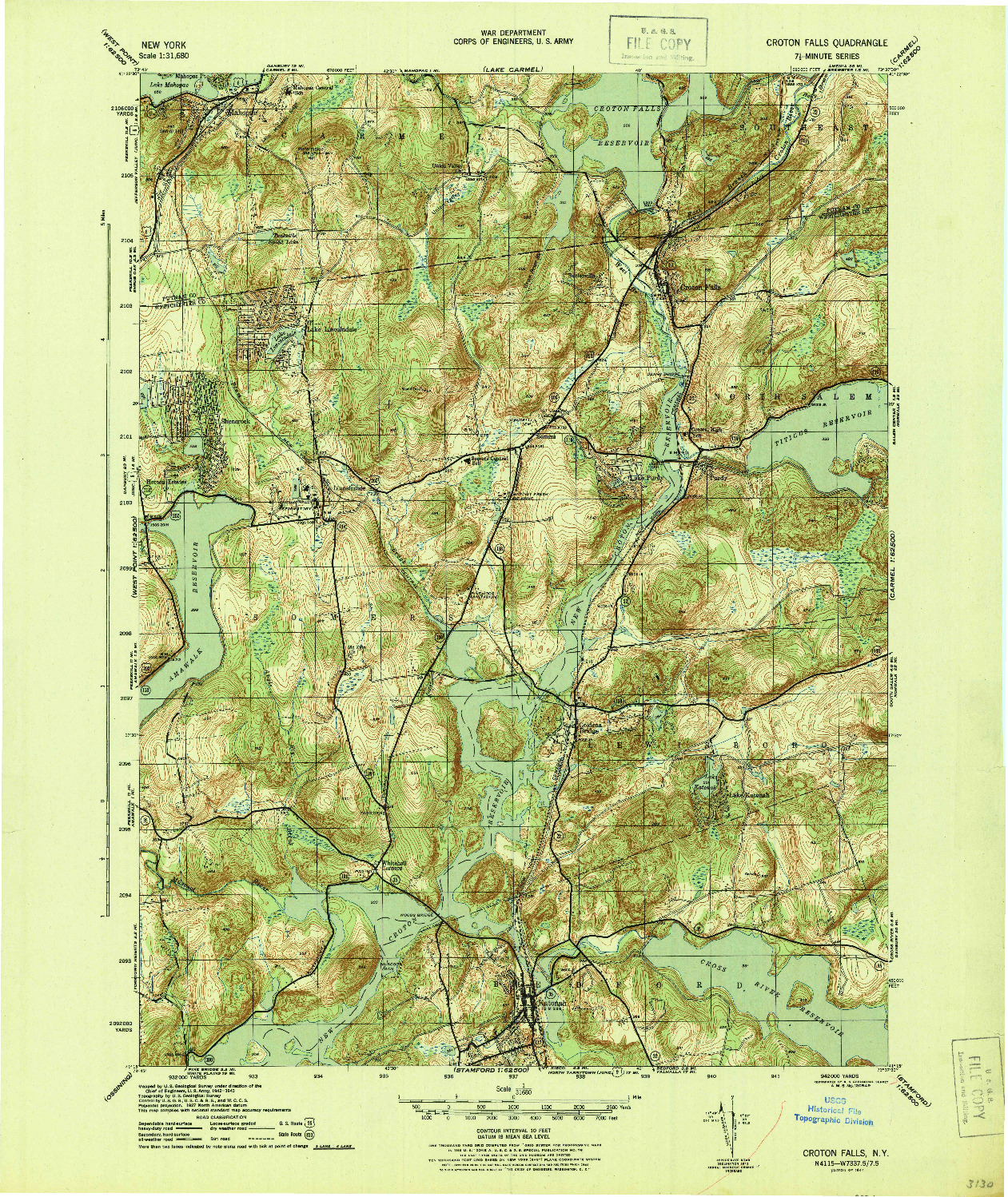 USGS 1:31680-SCALE QUADRANGLE FOR CROTON FALLS, NY 1944