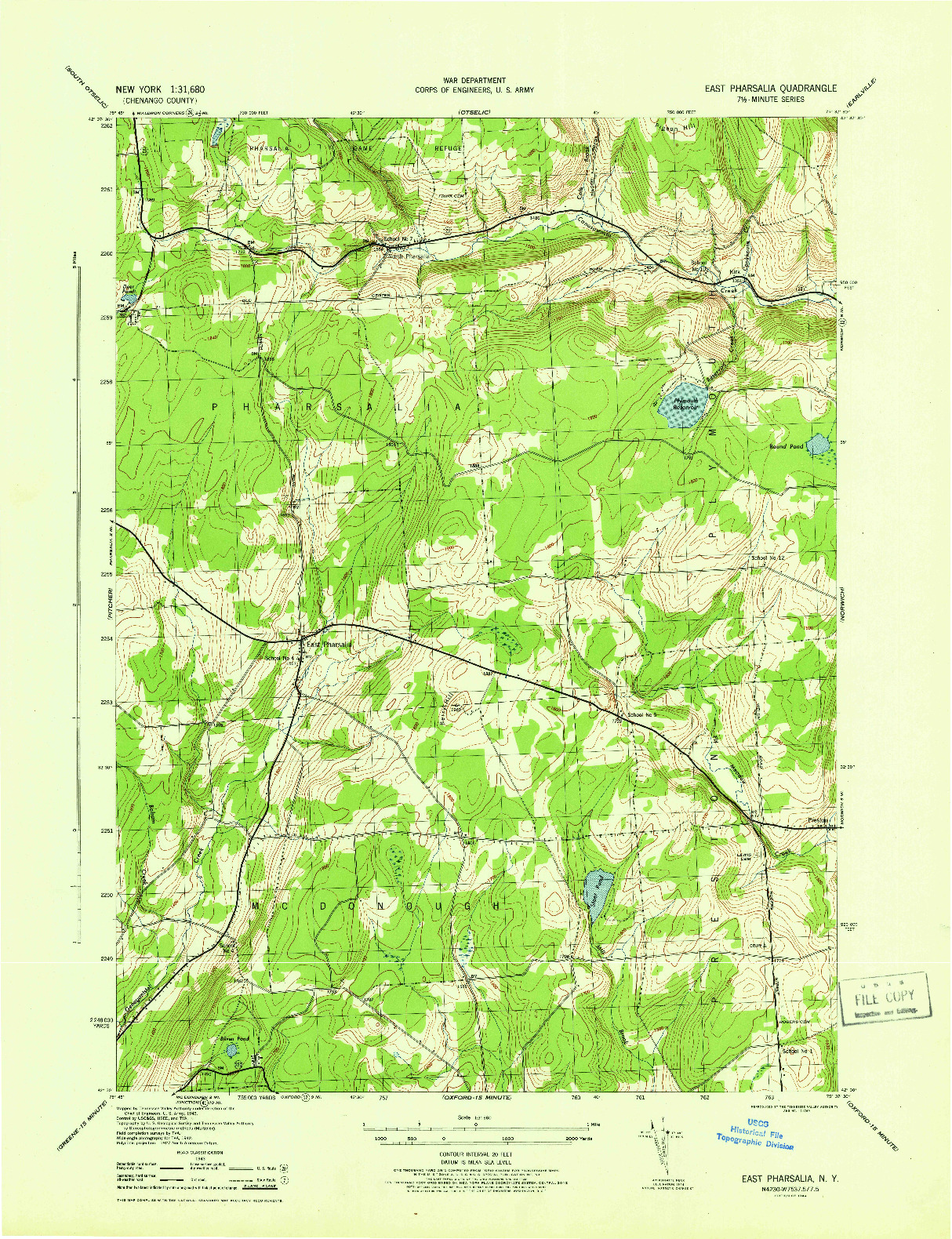 USGS 1:31680-SCALE QUADRANGLE FOR EAST PHARSALIA, NY 1944