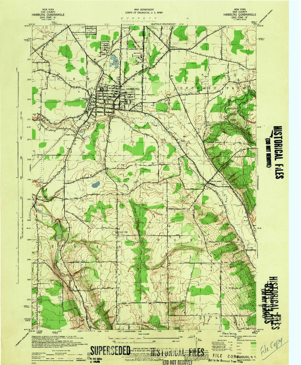 USGS 1:31680-SCALE QUADRANGLE FOR HAMBURG, NY 1944