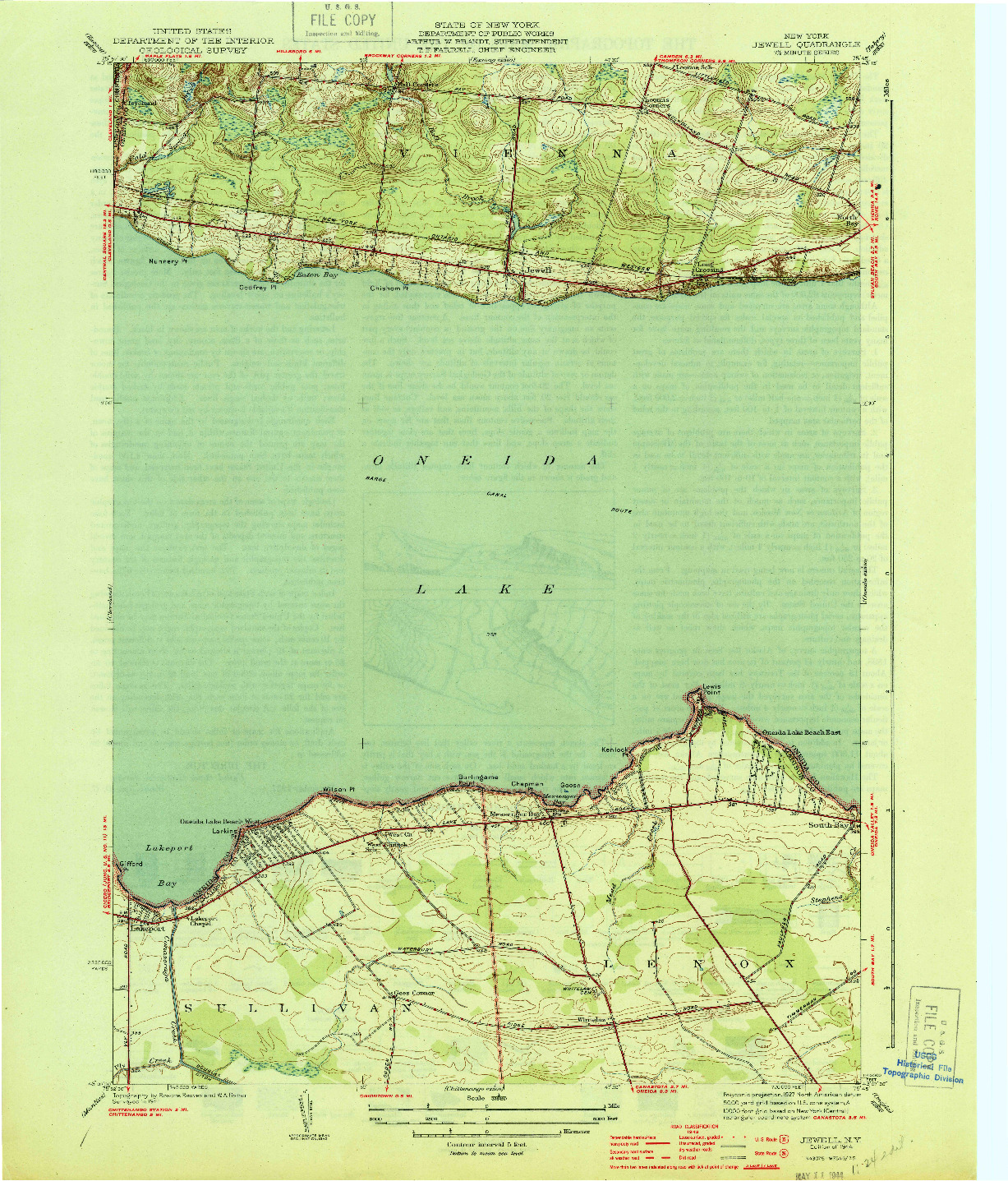 USGS 1:31680-SCALE QUADRANGLE FOR JEWELL, NY 1944