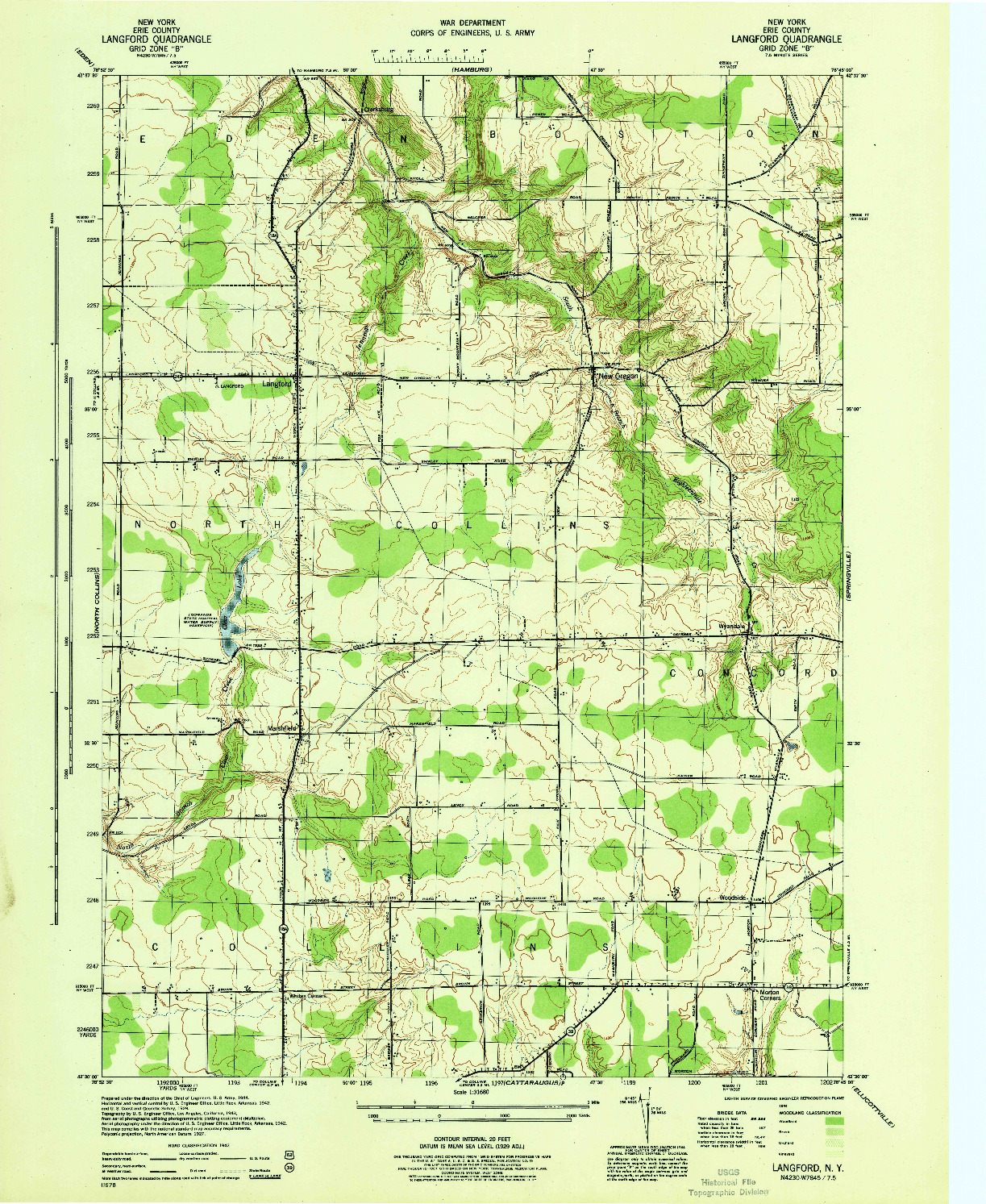 USGS 1:31680-SCALE QUADRANGLE FOR LANGFORD, NY 1944