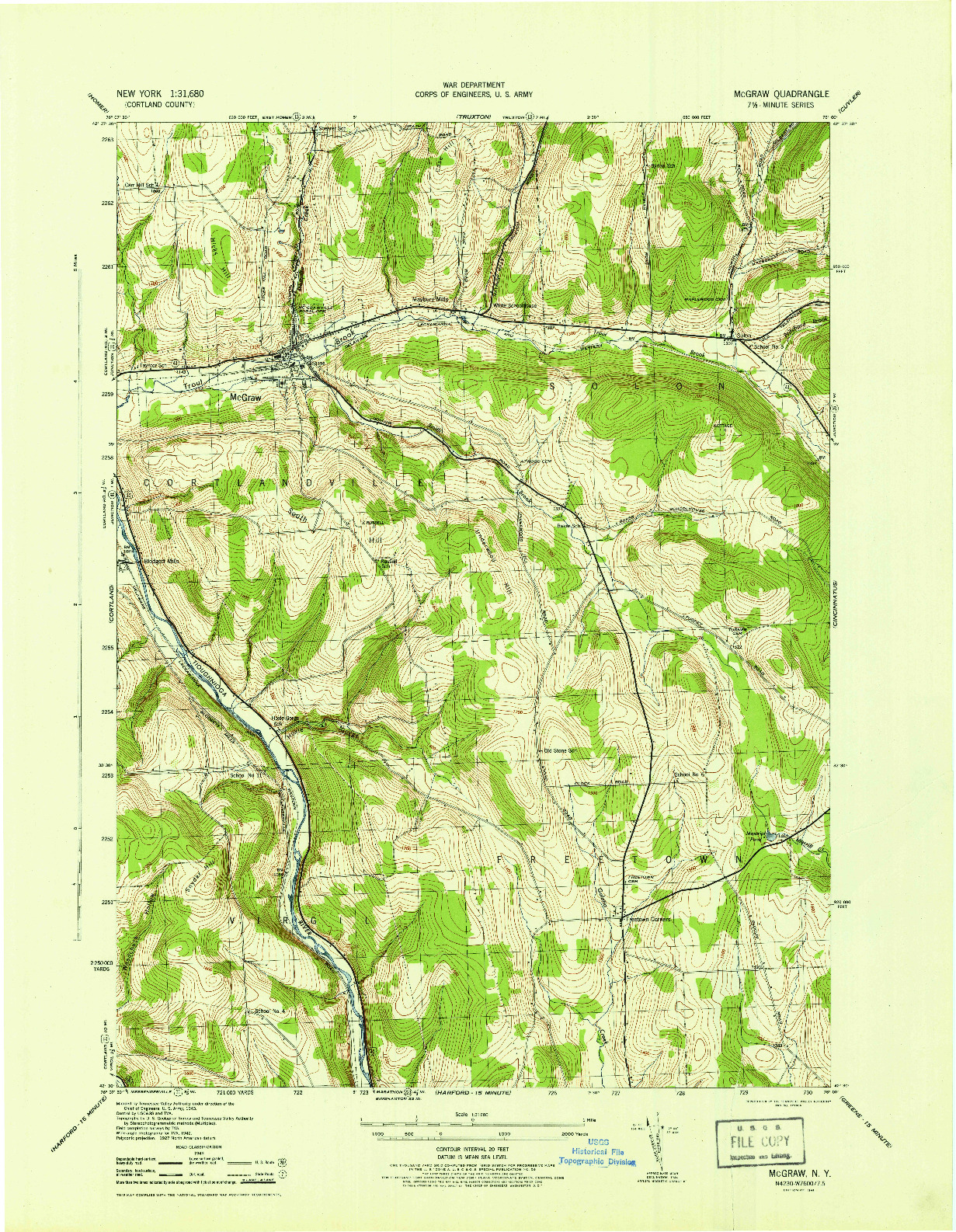 USGS 1:31680-SCALE QUADRANGLE FOR MC GRAW, NY 1944