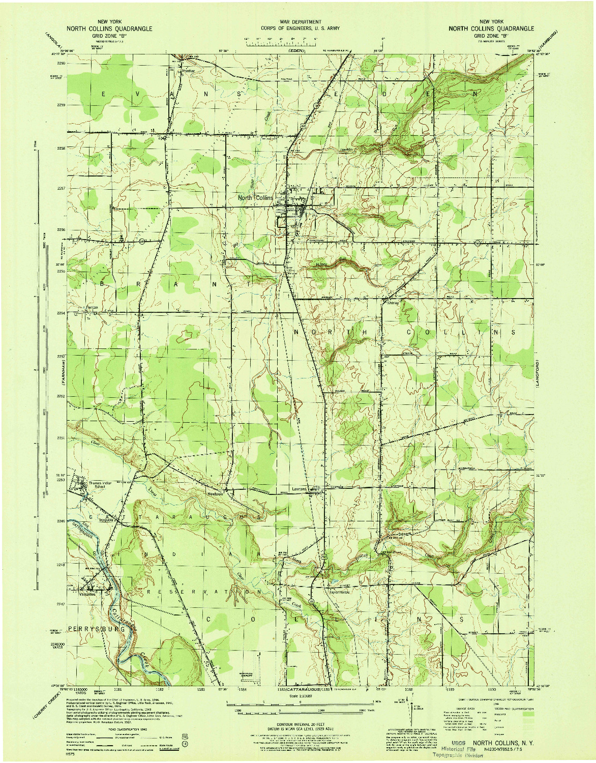 USGS 1:31680-SCALE QUADRANGLE FOR NORTH COLLINS, NY 1944